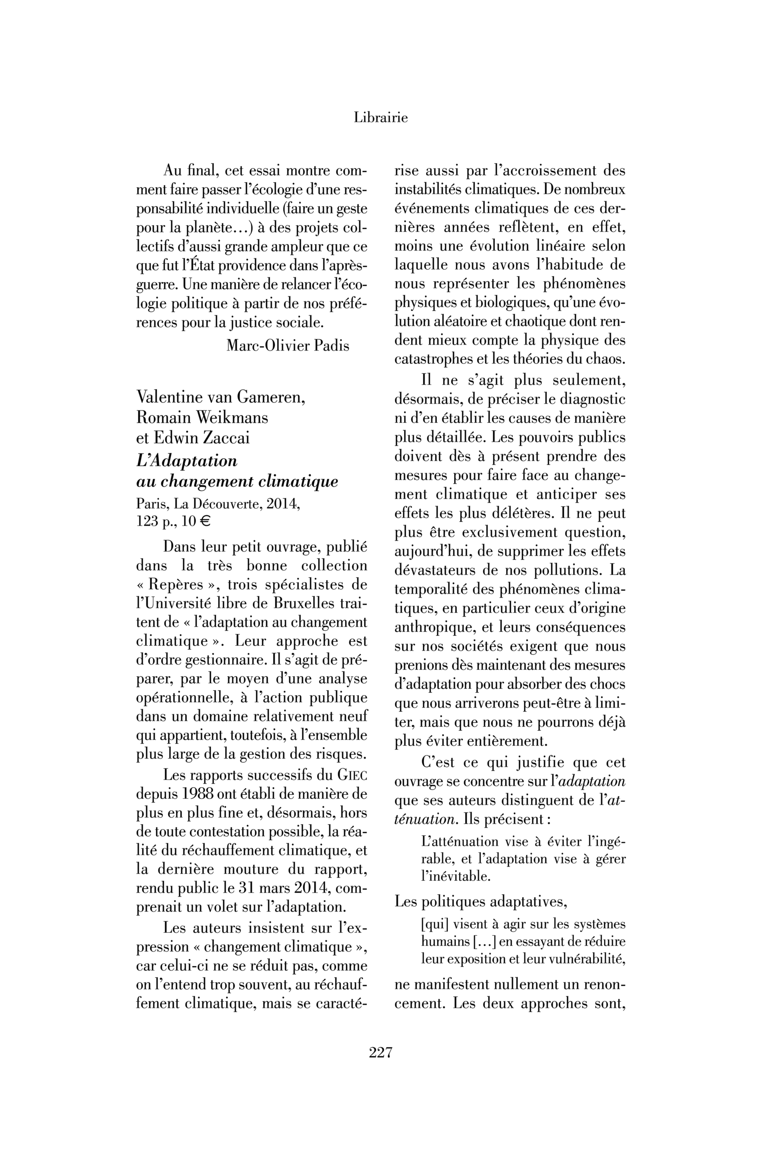 Valentine van Gameren, Romain Weikmans et Edwin Zaccai : l’Adaptation au changement climatique