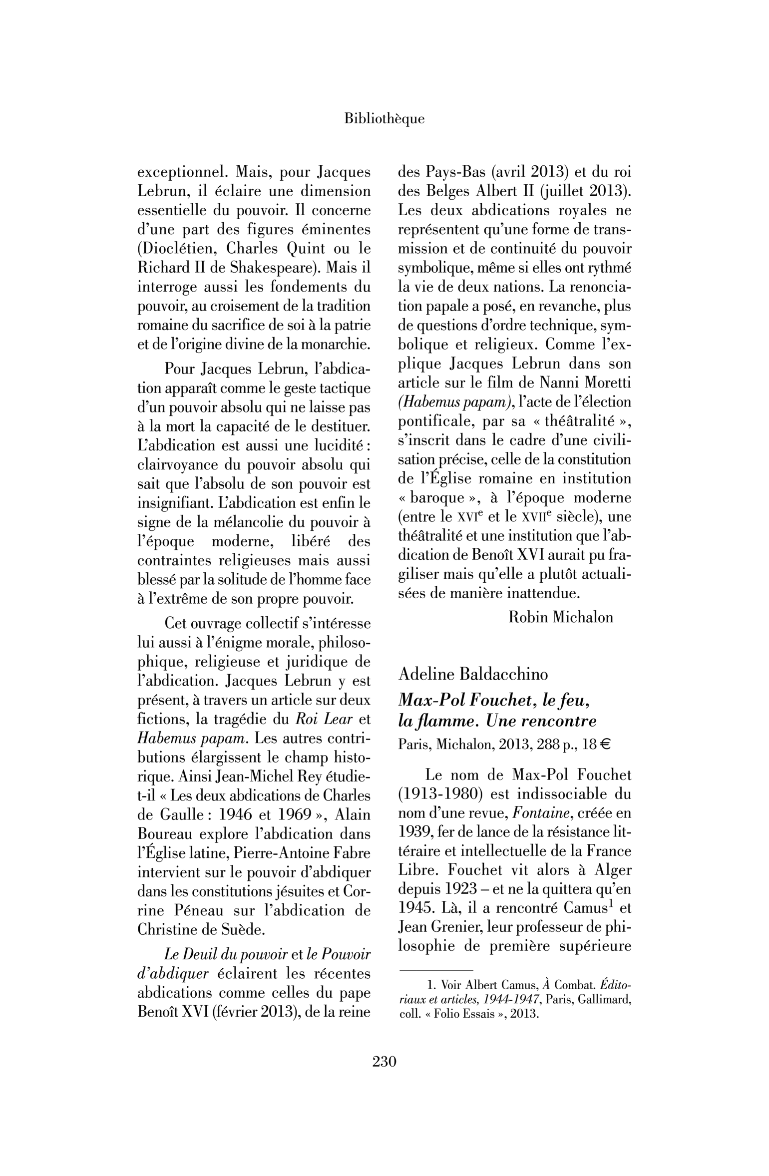 Adeline Baldacchino : Max-Pol Fouchet, le feu, la flamme. Une rencontre