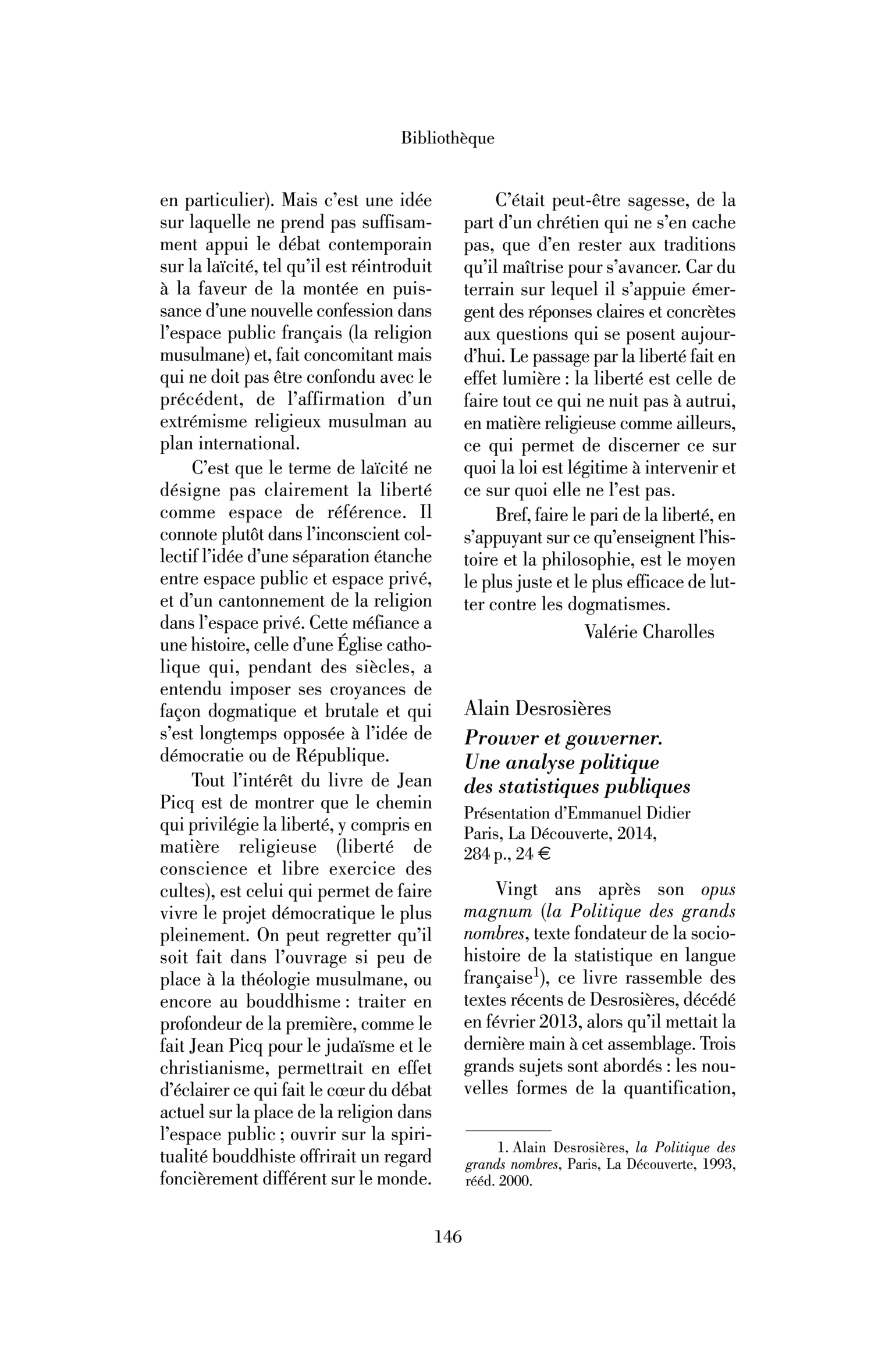Alain Desrosières : Prouver et gouverner. Une analyse politique des statistiques publiques