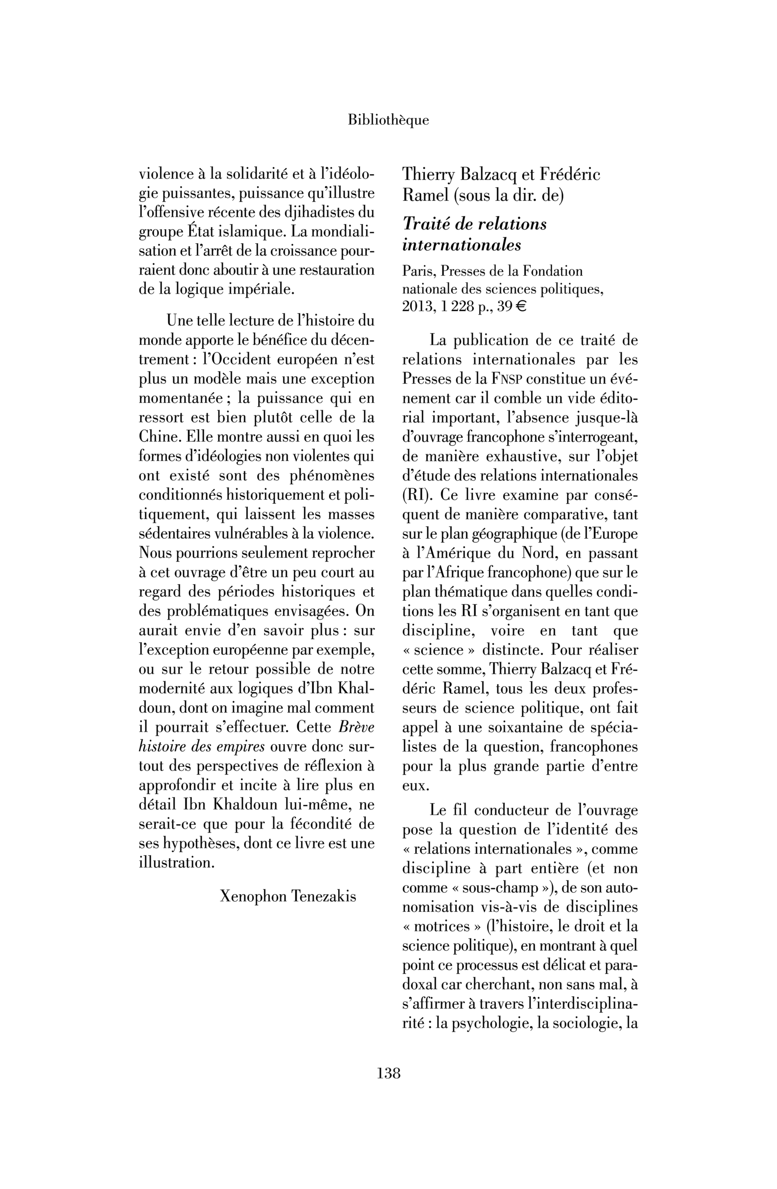 Thierry Balzacq et Frédéric Ramel (sous la dir. de) : Traité de relations internationales