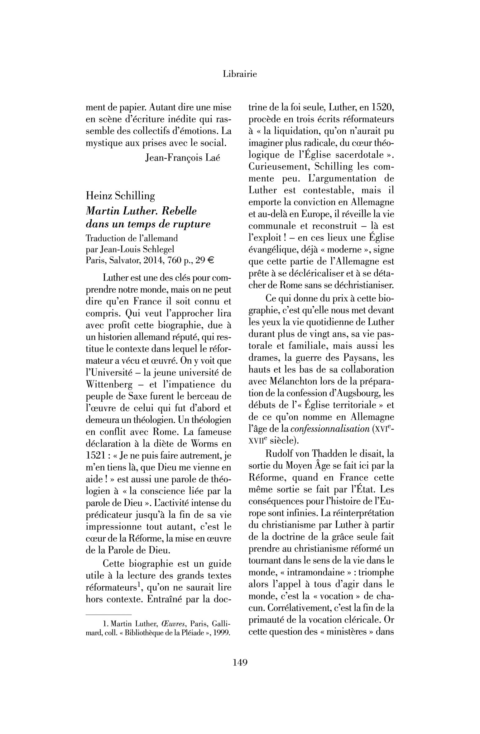 Heinz Schilling : Martin Luther. Rebelle dans un temps de rupture