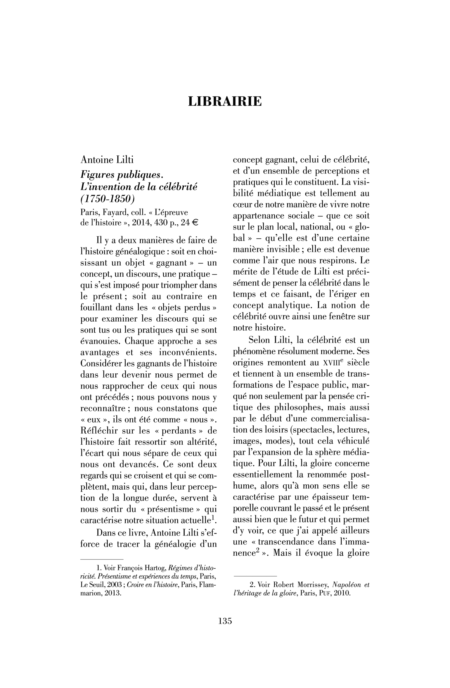 Antoine Lilti : Figures publiques. L’invention de la célébrité (1750-1850)