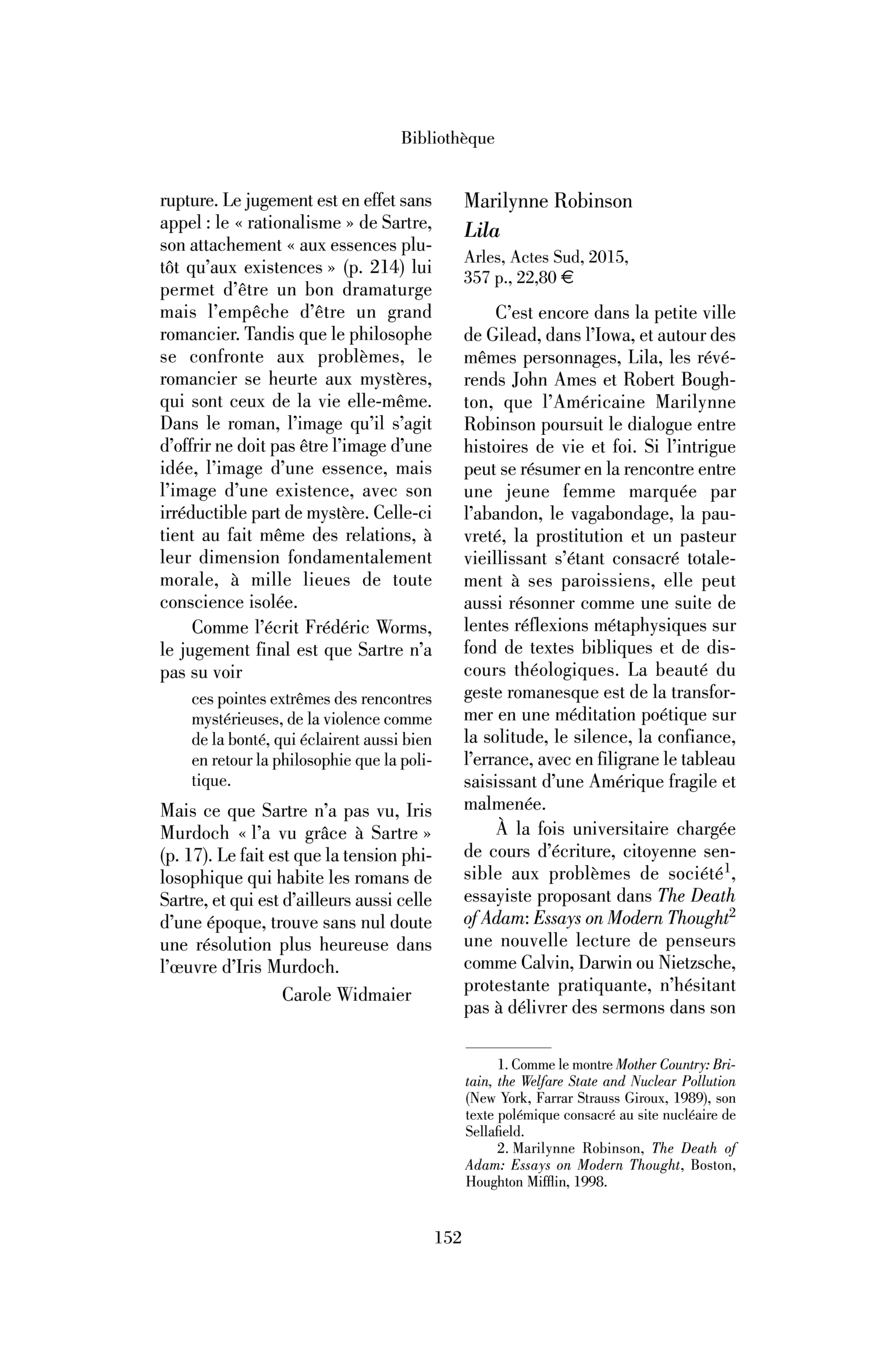 Marilynne Robinson : Lila