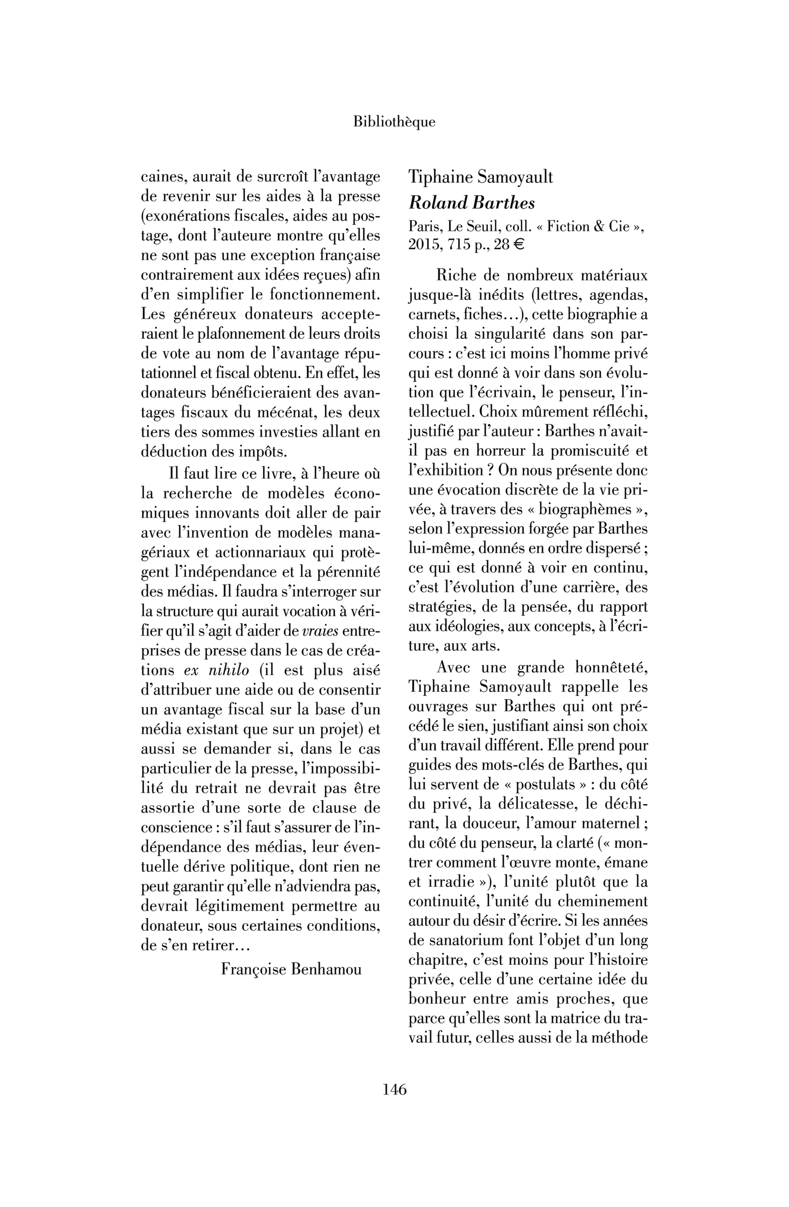 Tiphaine Samoyault : Roland Barthes