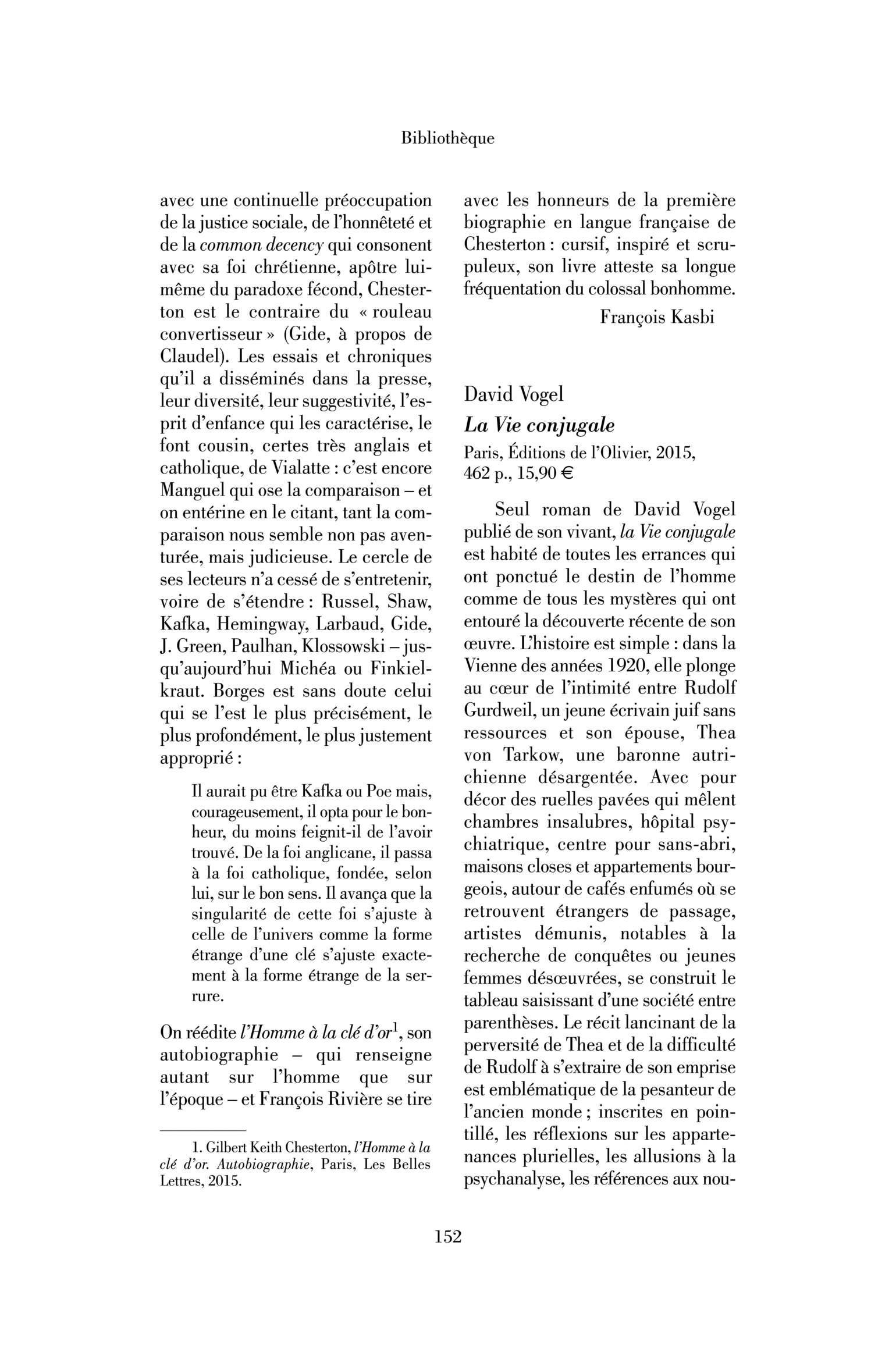 David Vogel : la Vie conjugale