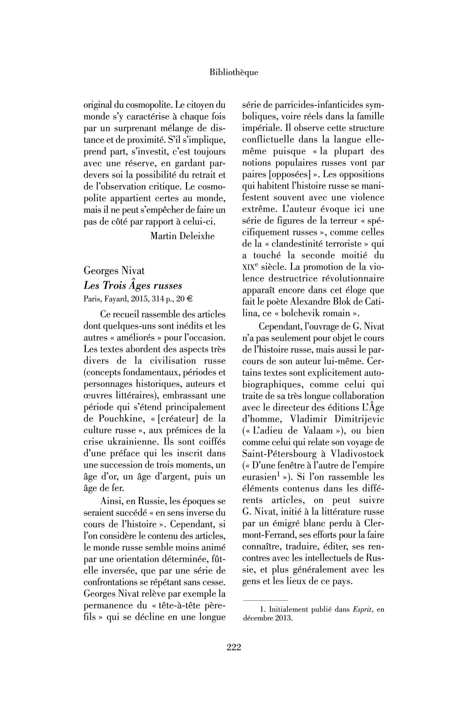 Georges Nivat : Les Trois Âges russes