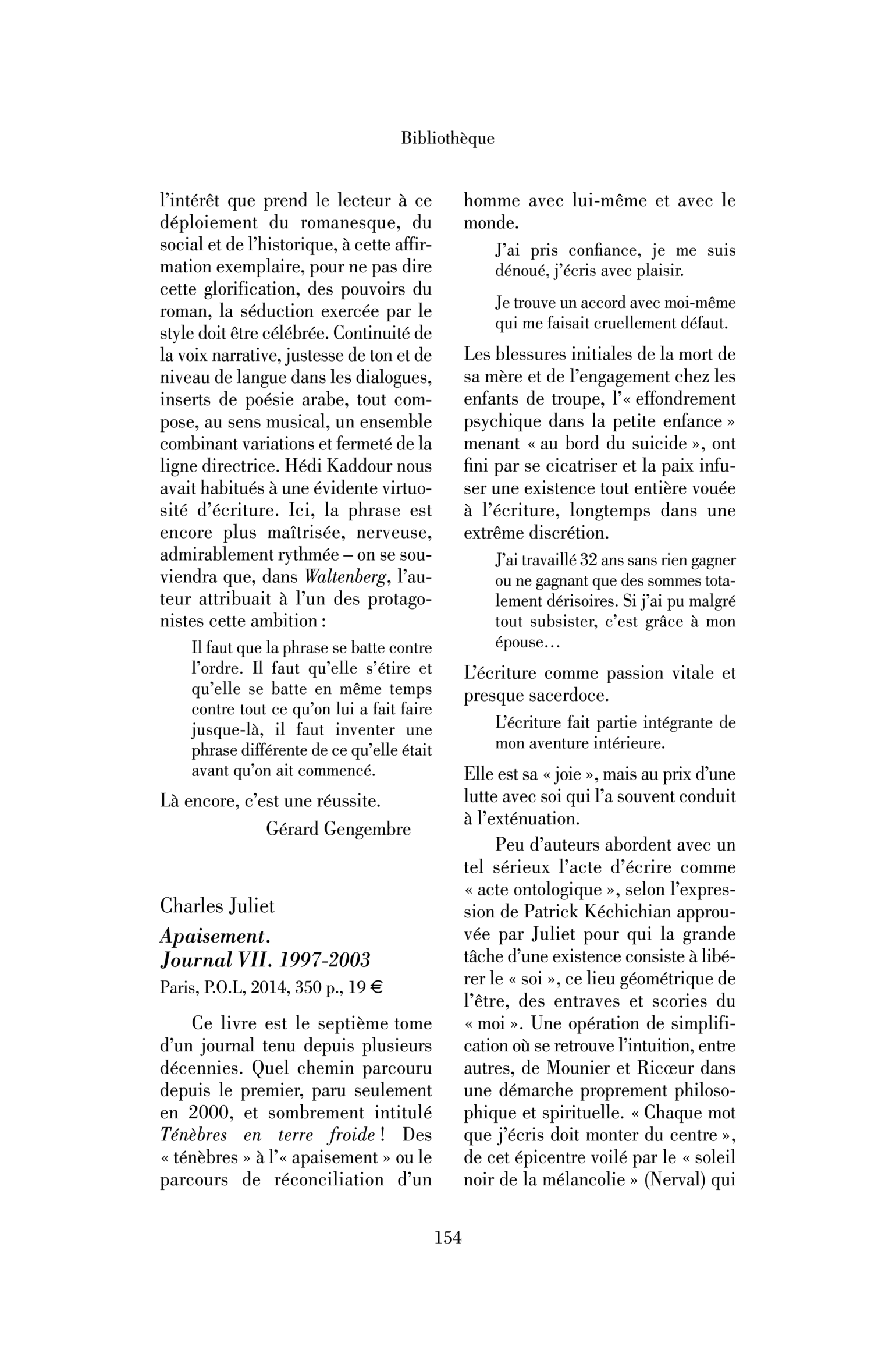 Charles Juliet : Apaisement. Journal VII. 1997-2003
