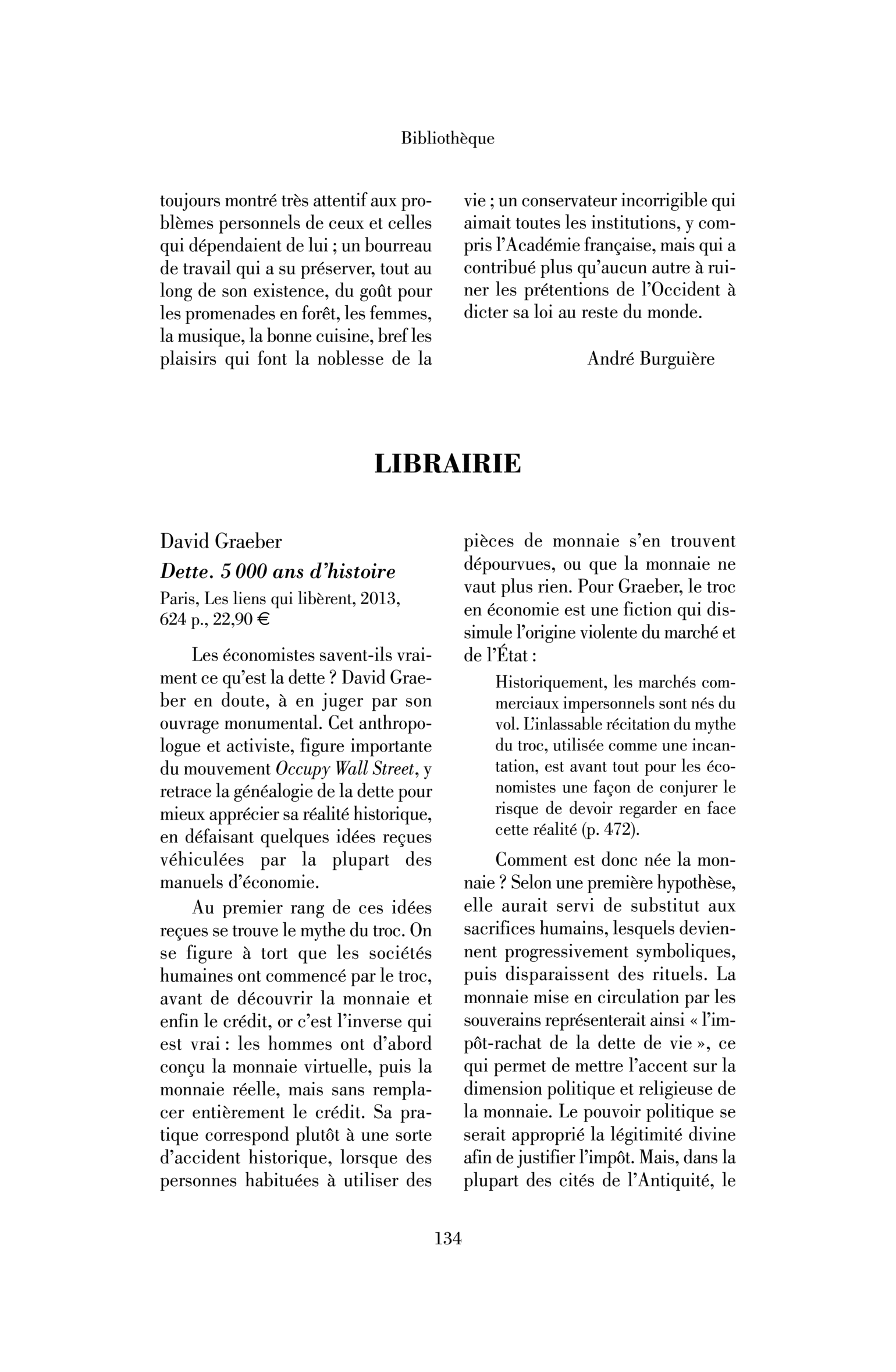 David Graeber : Dette. 5 000 ans d’histoire