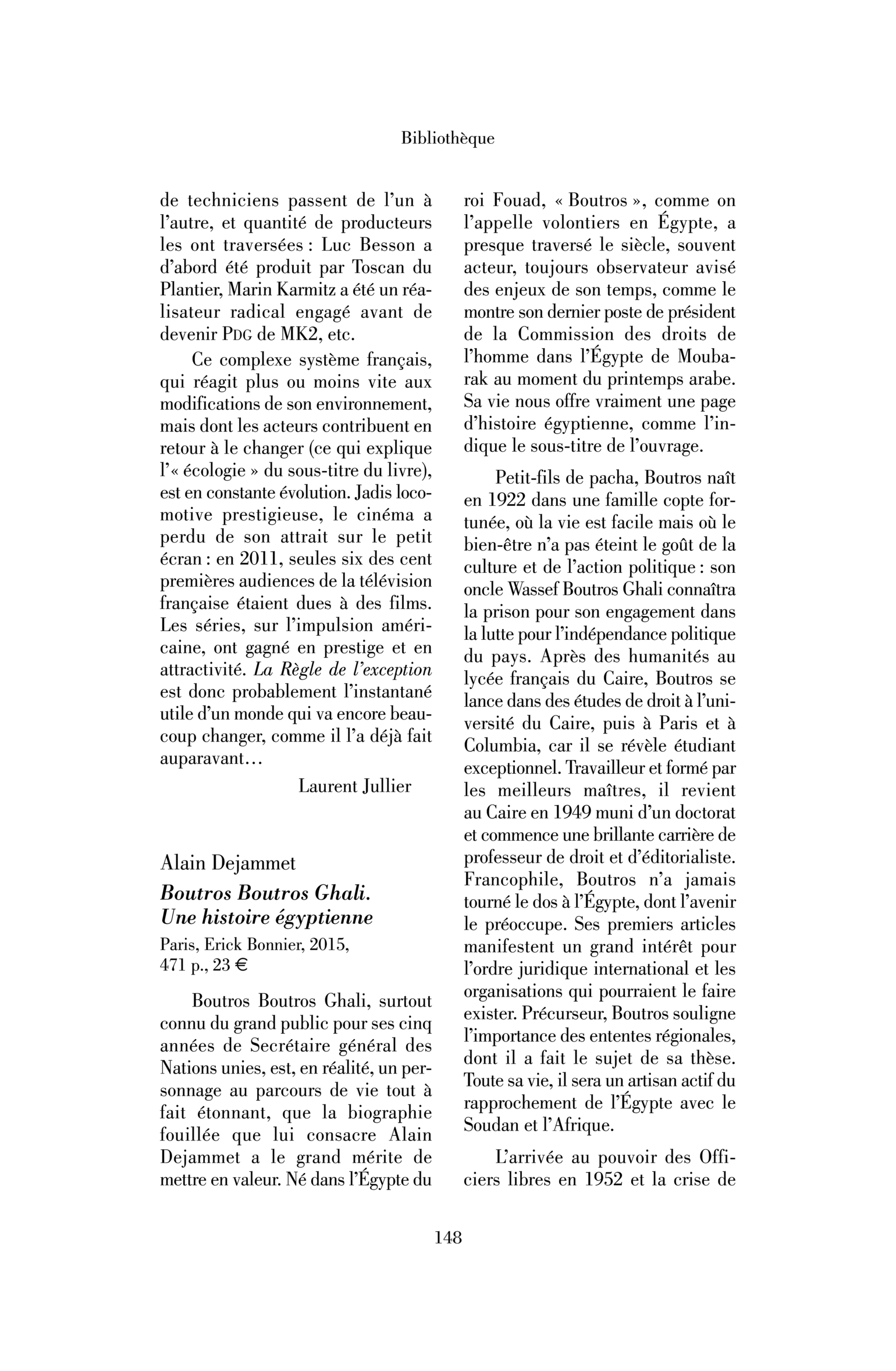 Alain Dejammet : Boutros Boutros Ghali. Une histoire égyptienne
