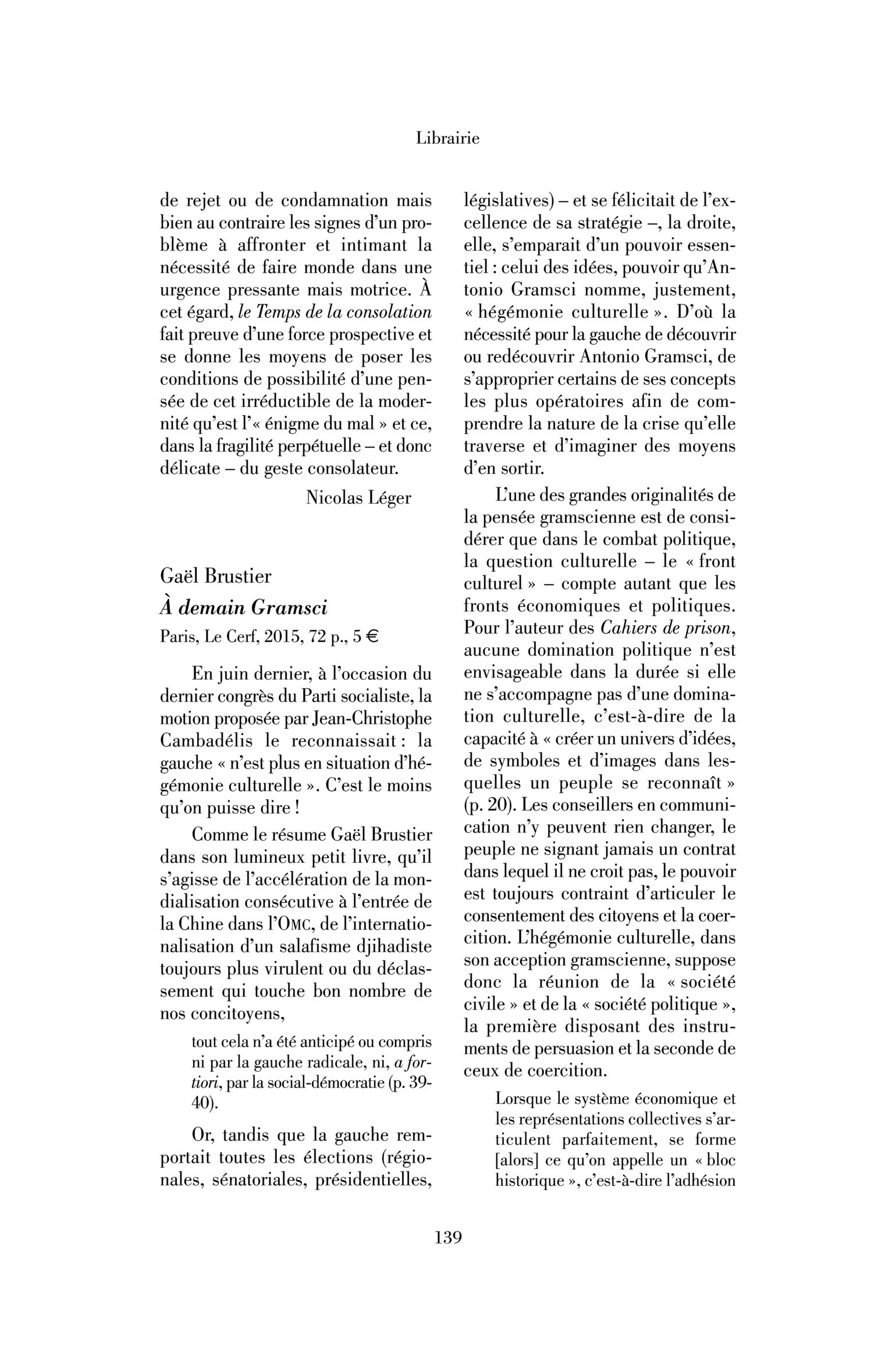 Gaël Brustier : À demain Gramsci