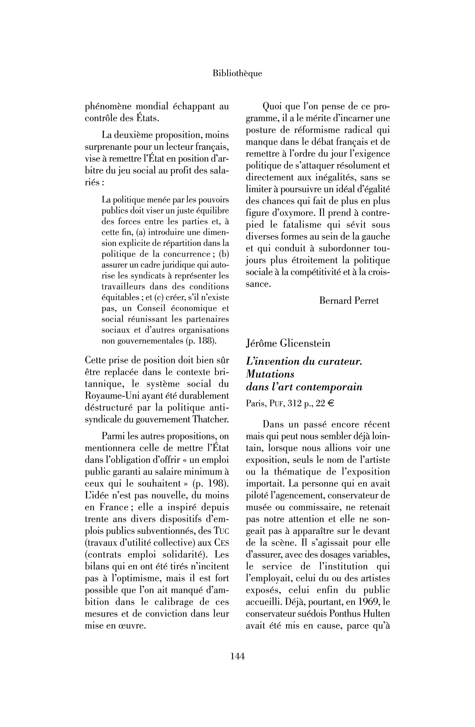 Jérôme Glicenstein : « L’Invention du curateur. Mutations dans l’art contemporain »