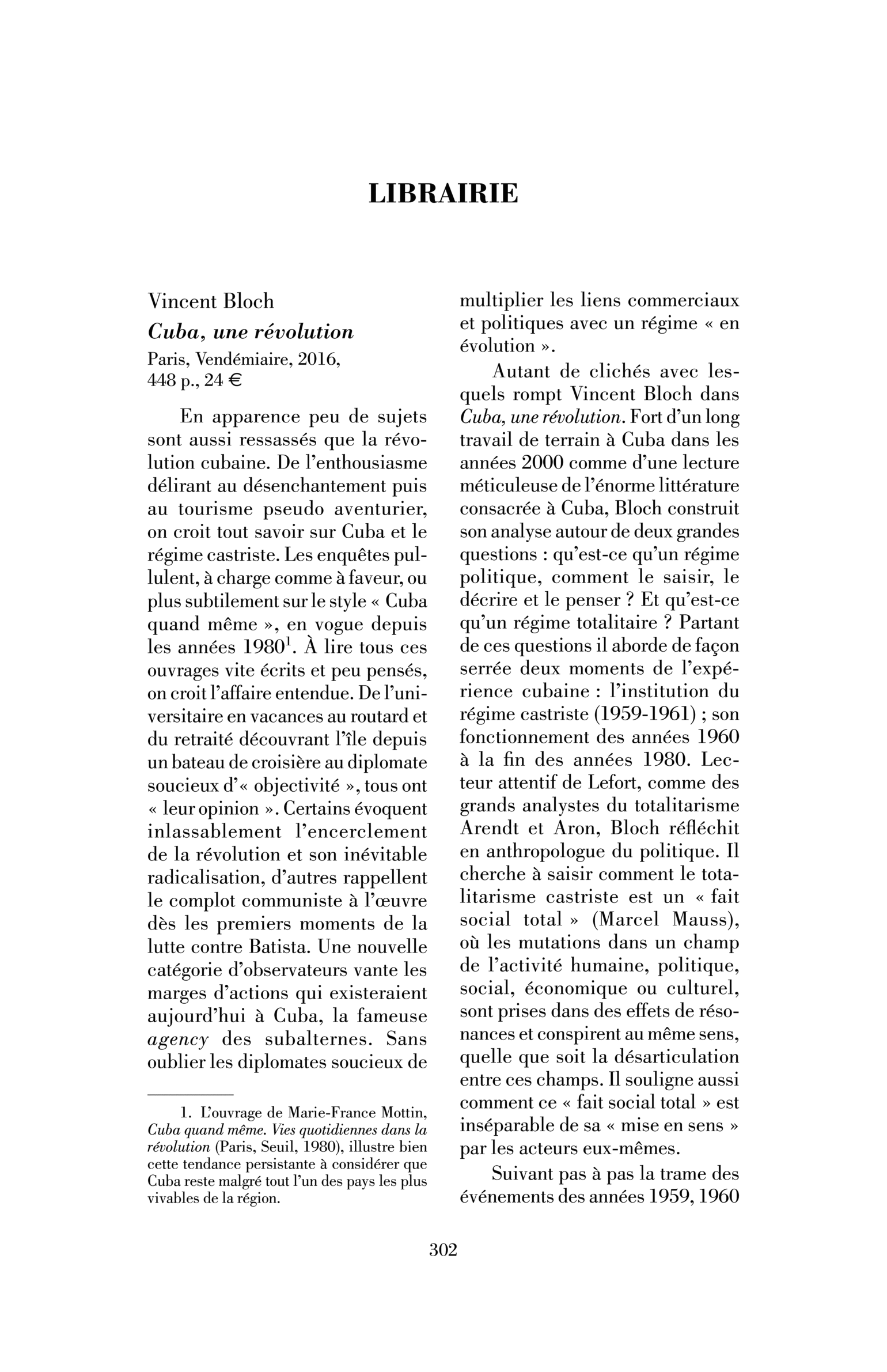Vincent Bloch : Cuba, une révolution