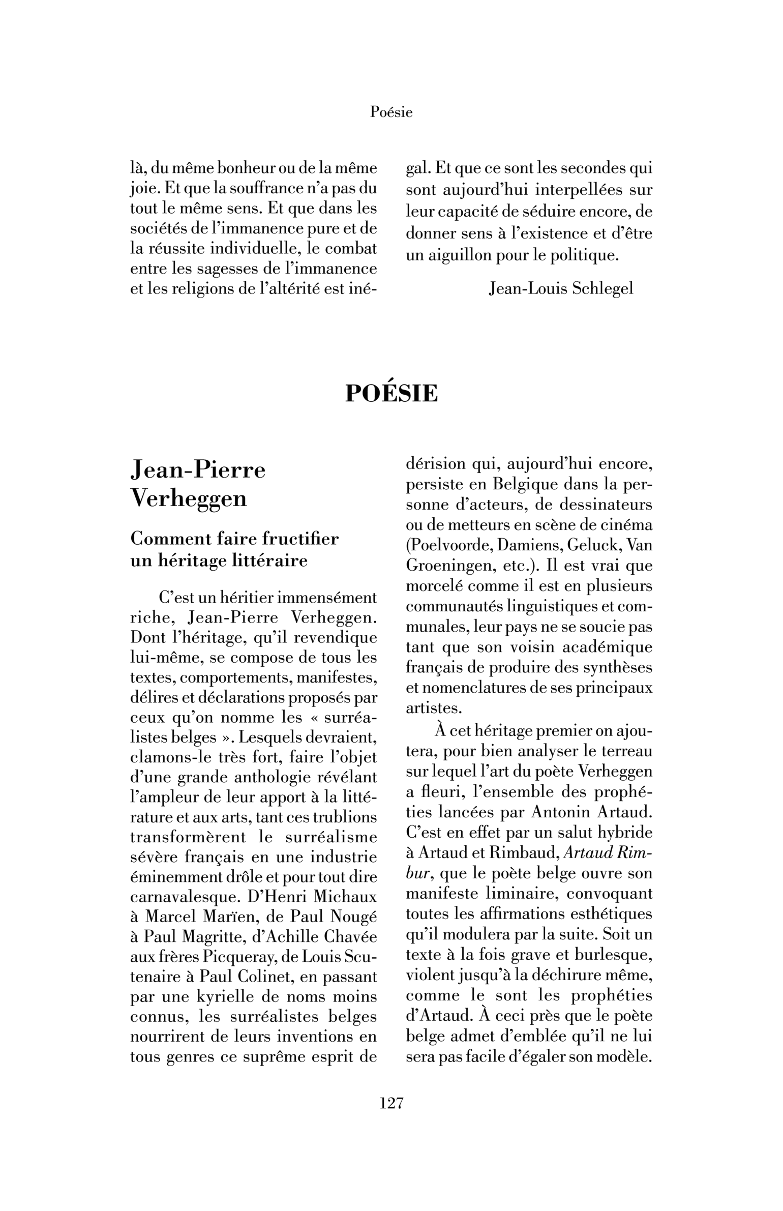 Poésie   Jean-Pierre Verheggen. Comment faire fructifier un héritage littéraire