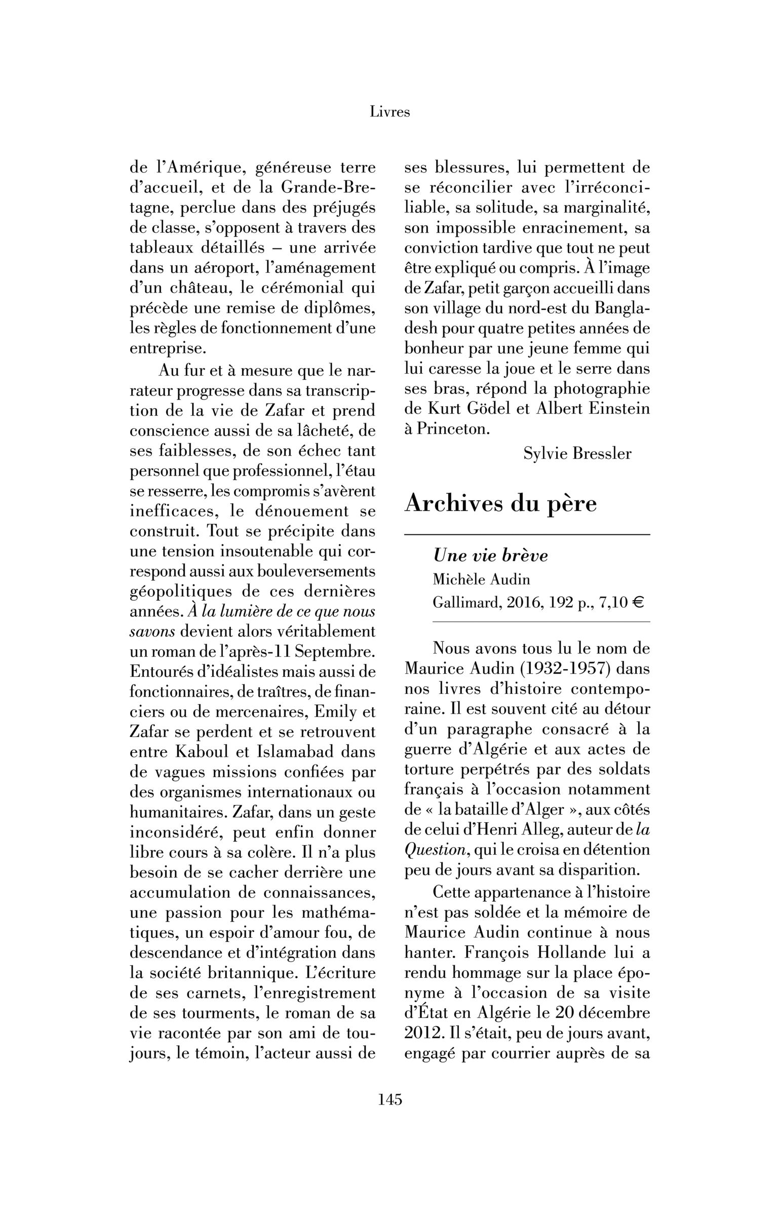 Michèle Audin, Une vie brève