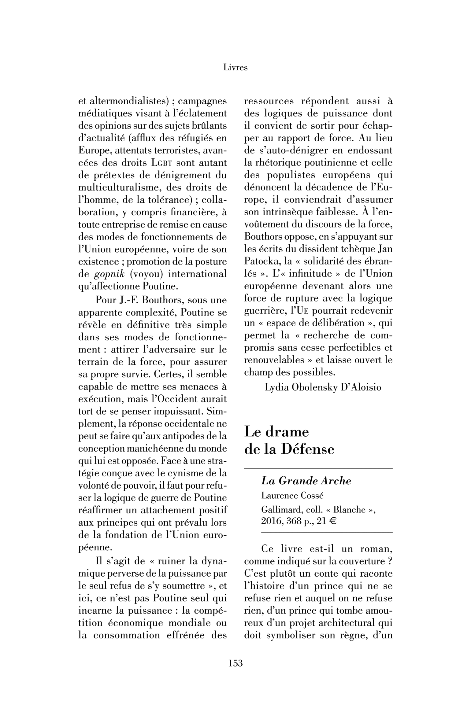 Laurence Cossé, La Grande Arche