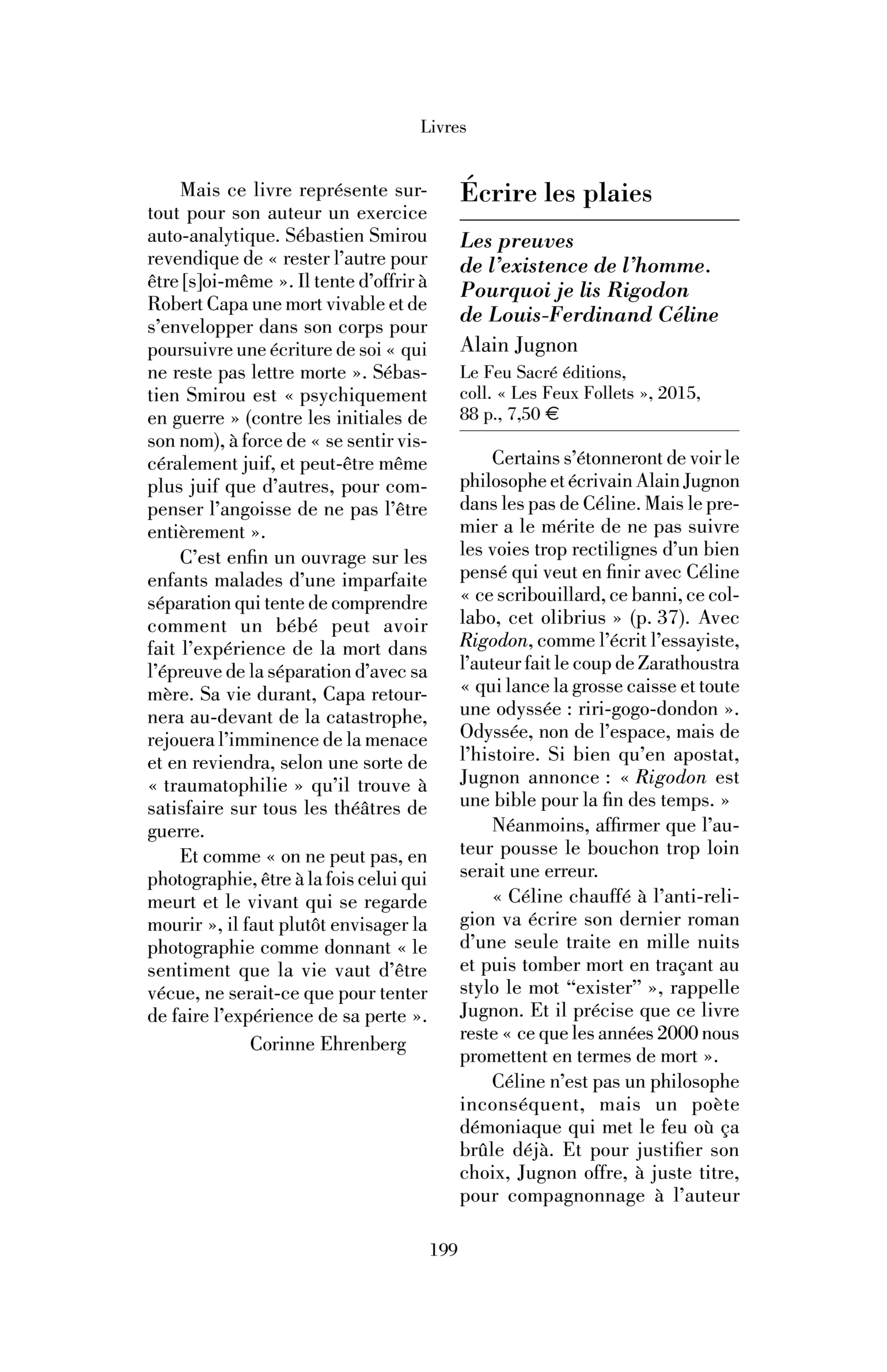 Alain Jugnon, « Les Preuves de l’existence de l’homme. Pourquoi je lis Rigodon de Louis-Ferdinand Céline »
