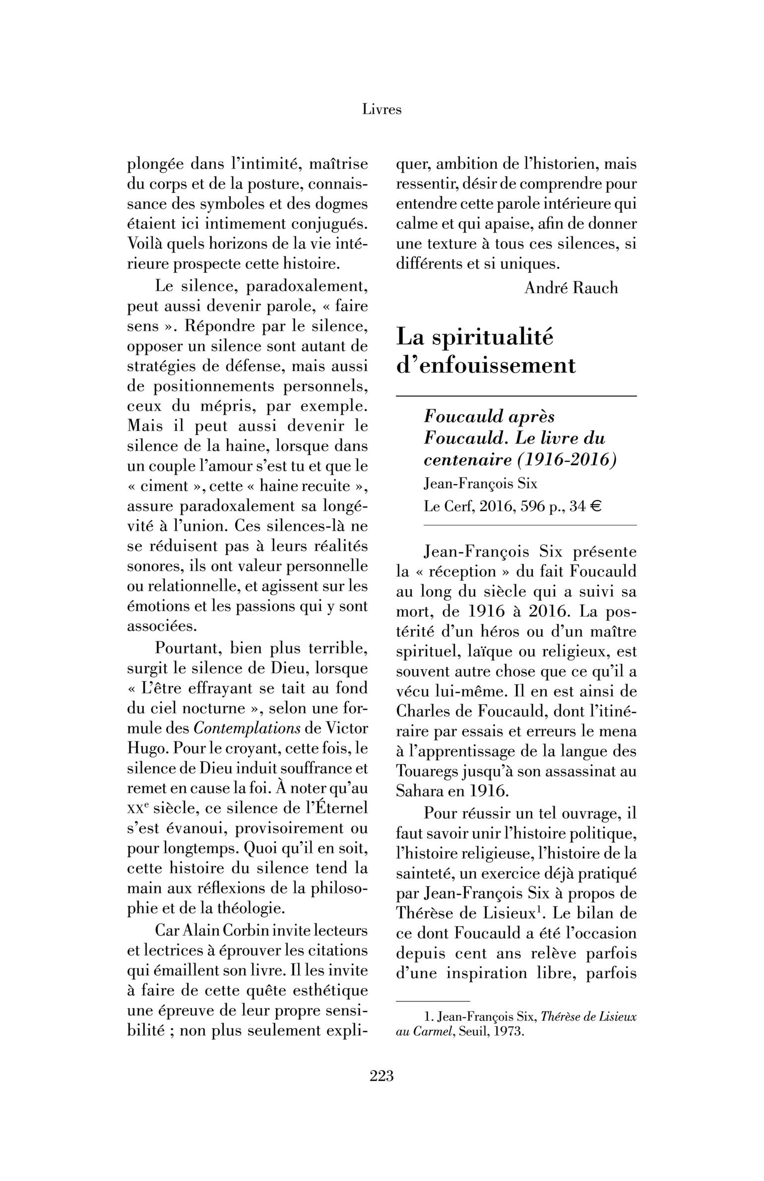Jean-François Six, « Foucauld après Foucauld. Le livre du centenaire (1916-2016) »