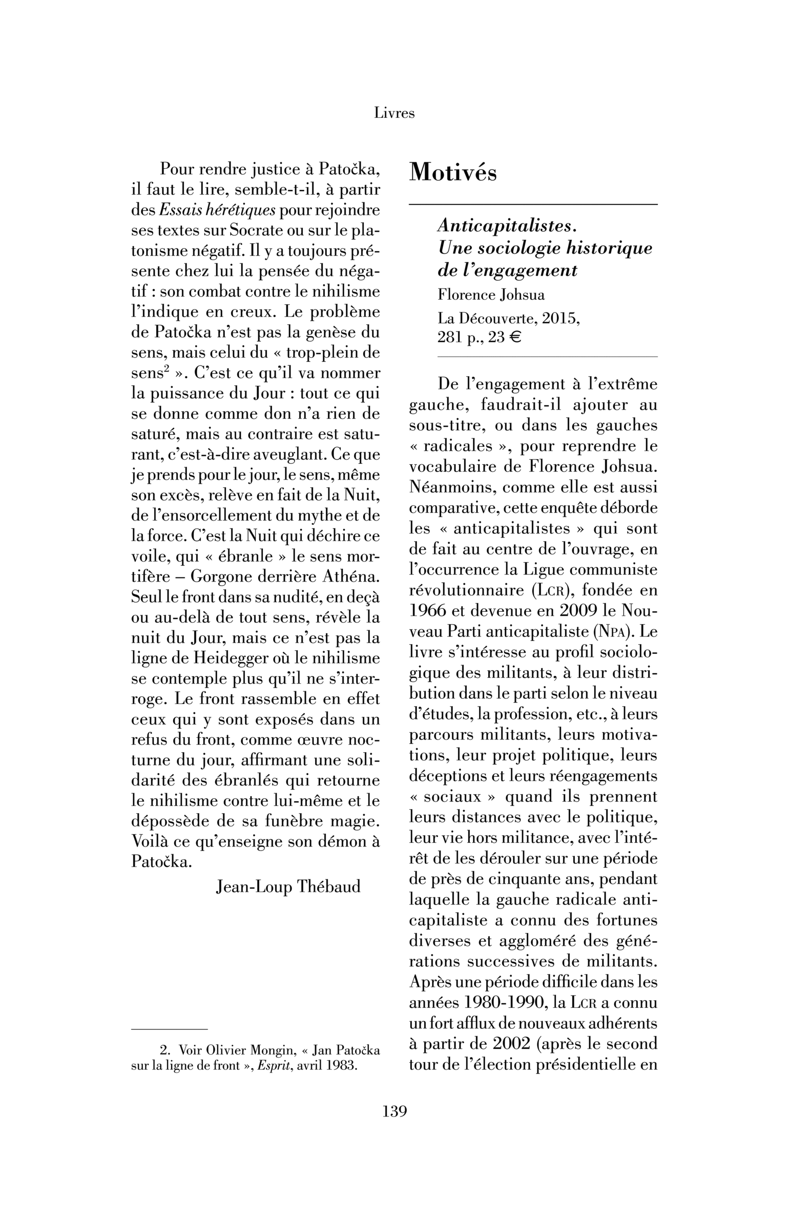 Florence Johsua, Anticapitalistes
