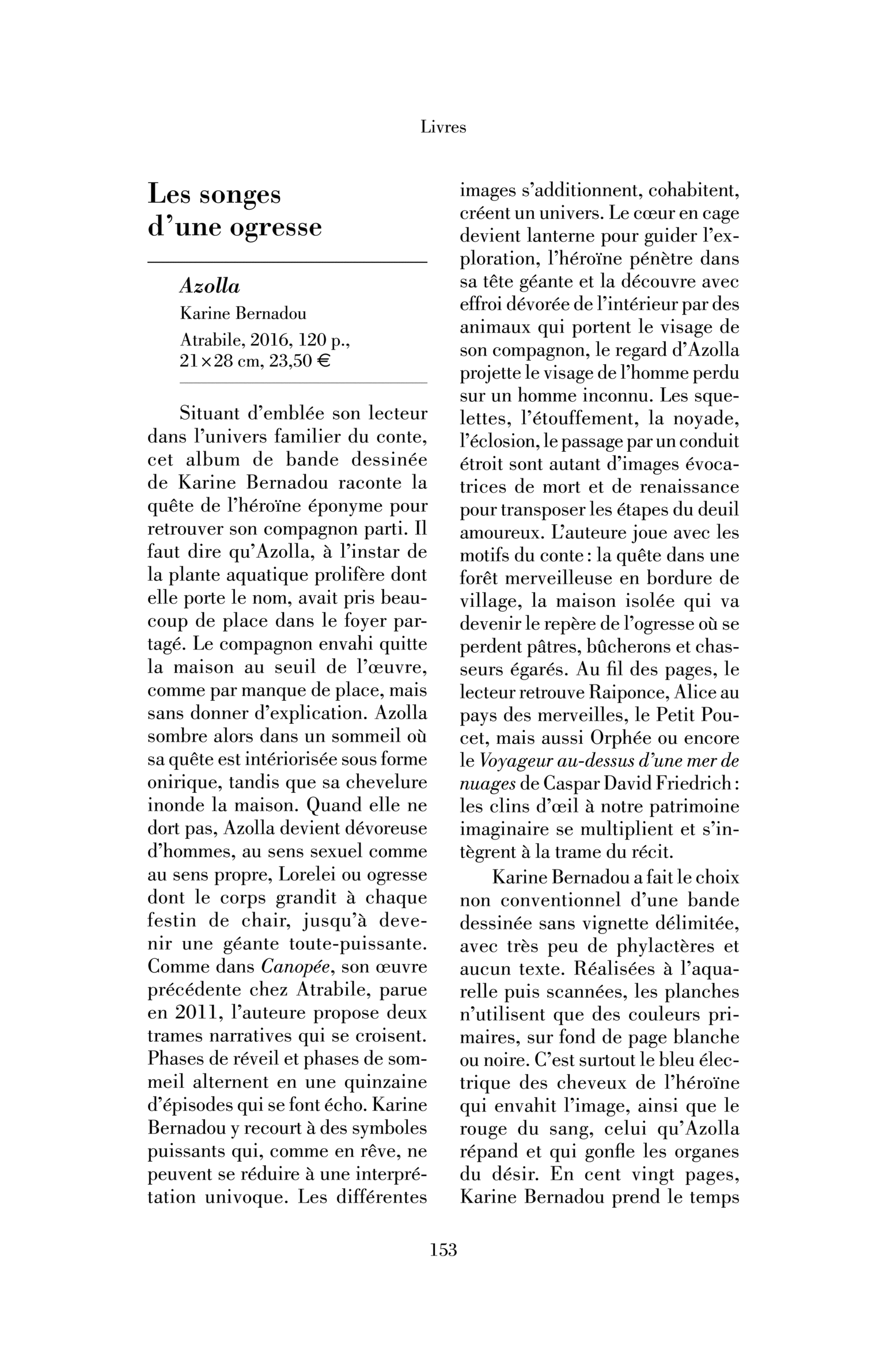 Karine Bernadou, Azolla