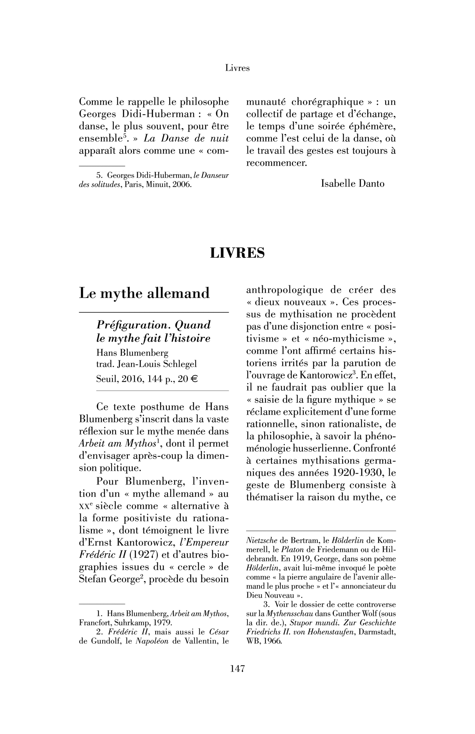 Hans Blumenberg, « Préfiguration. Quand le mythe fait l’histoire »