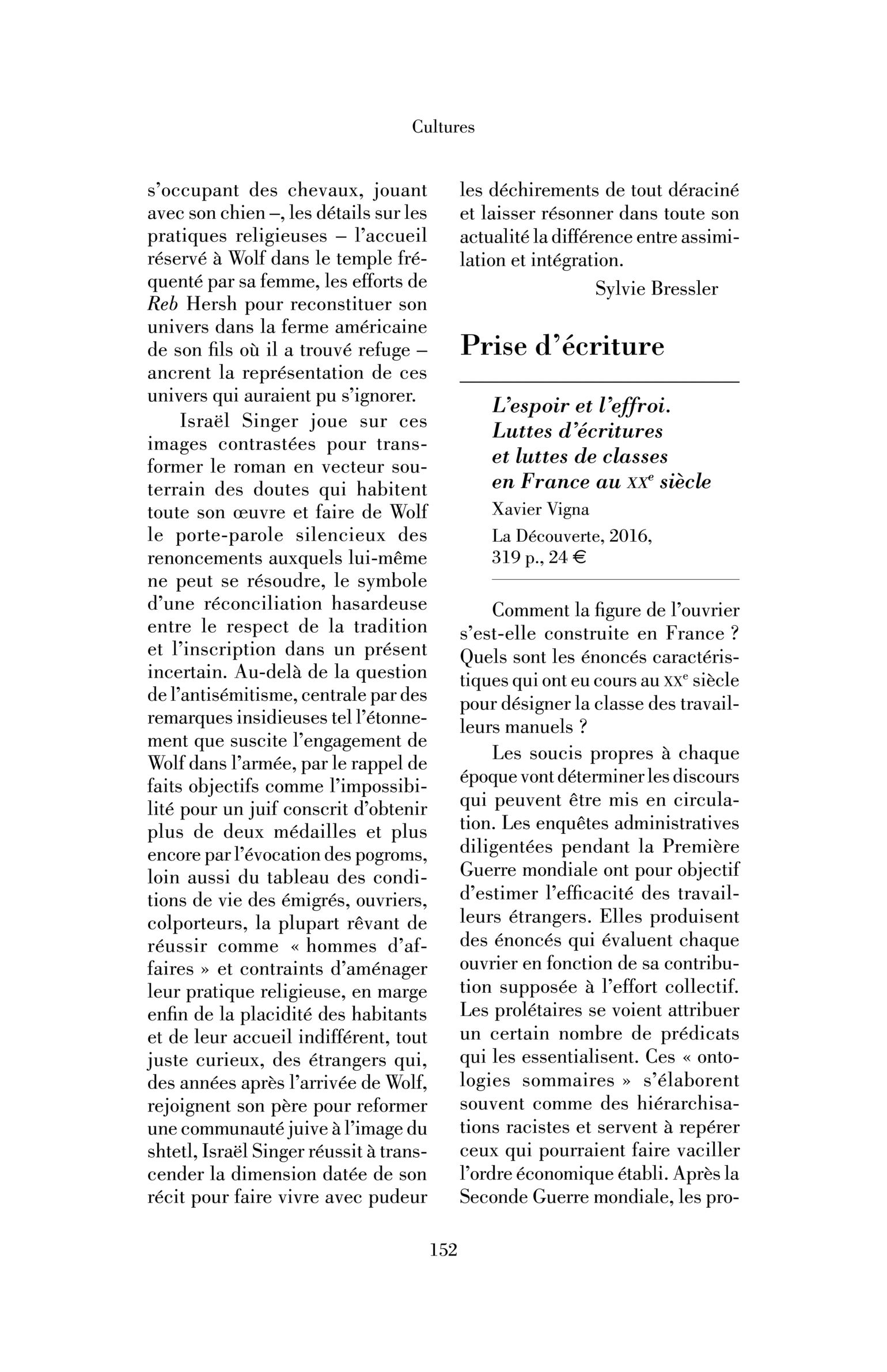 Xavier Vigna, « l’Espoir et l’Effroi »