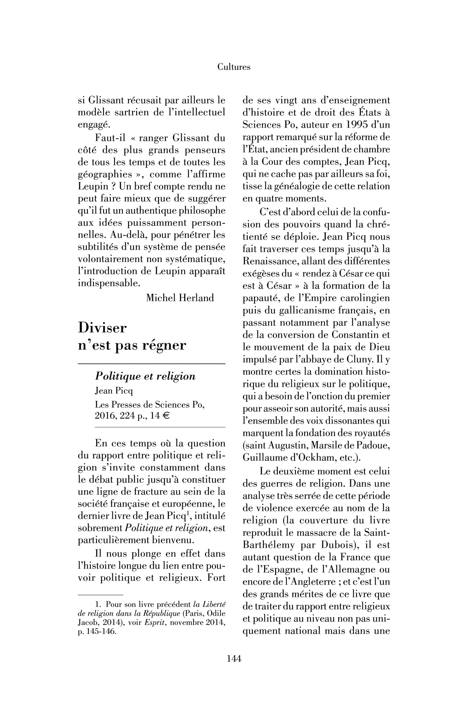 Jean Picq, « Politique et religion »