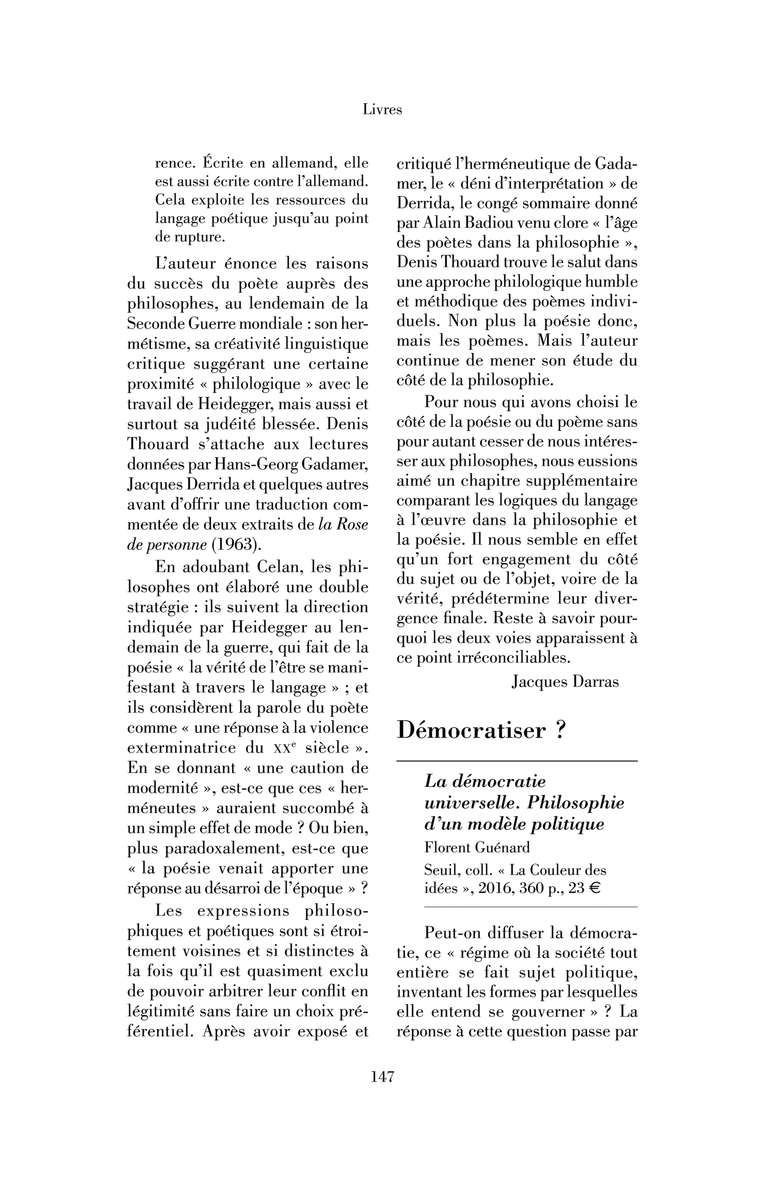 Florent Guénard, « La Démocratie universelle »