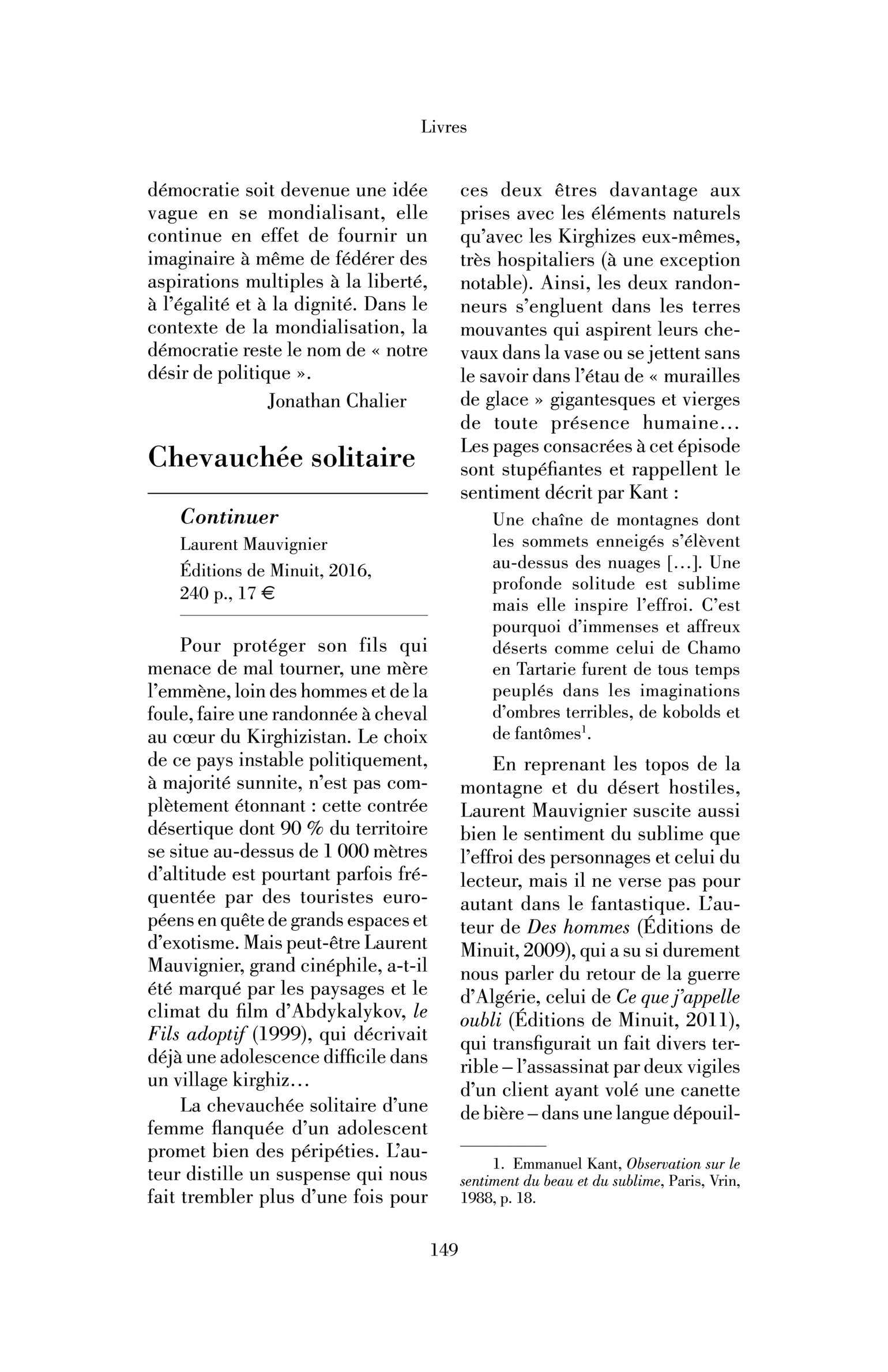 Laurent Mauvignier, « Continuer »