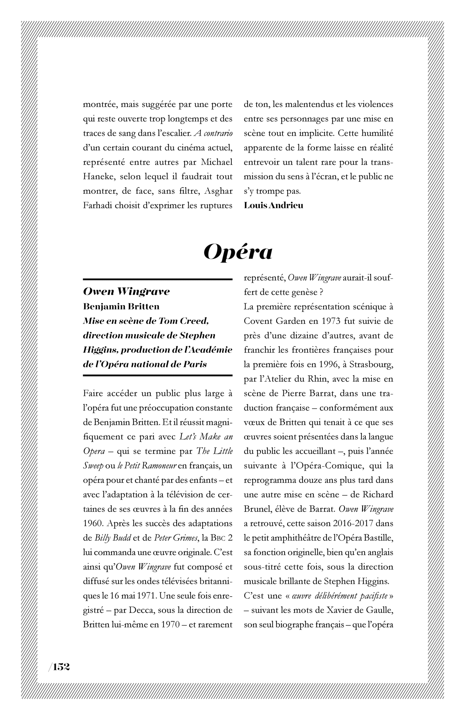 Opéra   Owen Wingrave de Benjamin Britten