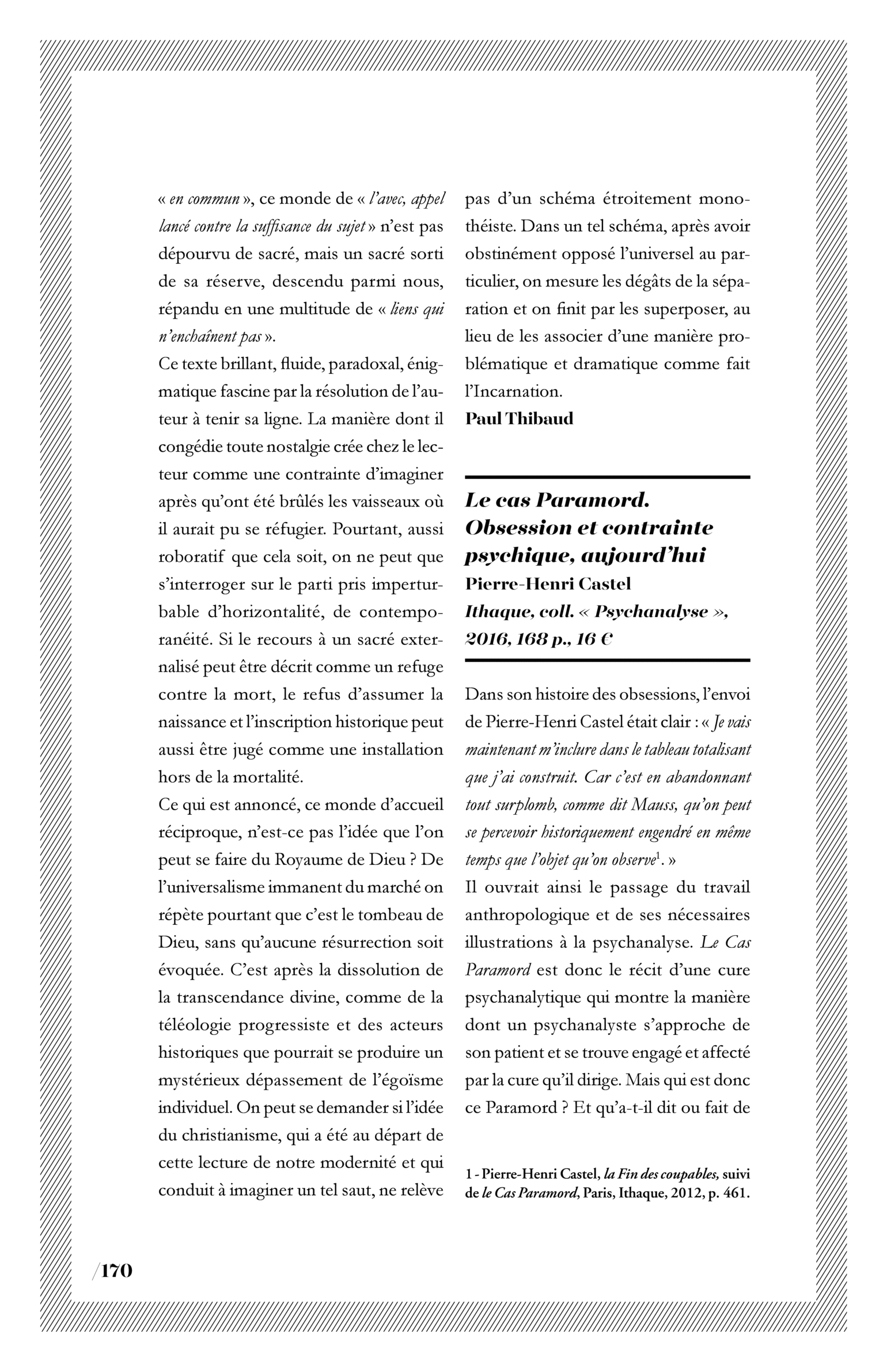 Pierre-Henri Castel, « Le cas Paramord. Obsession et contrainte psychique, aujourd’hui »