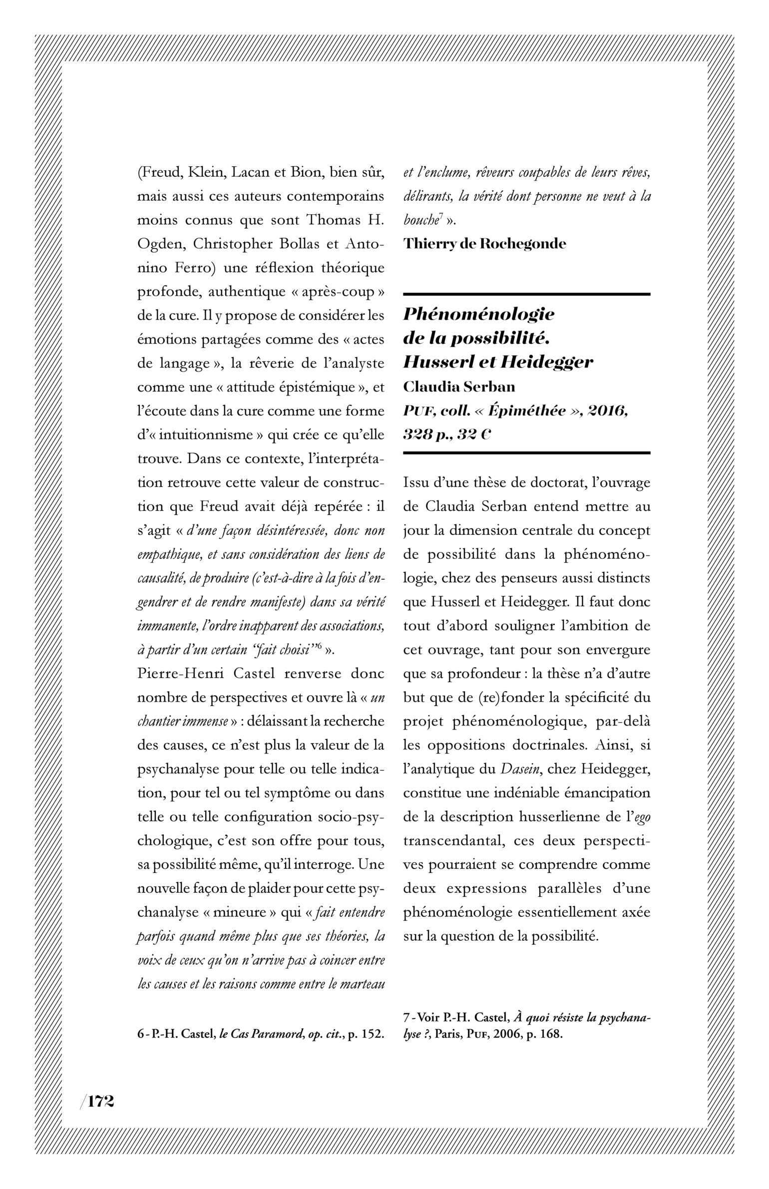 Claudia Serban, « Phénoménologie de la possibilité. Husserl et Heidegger »