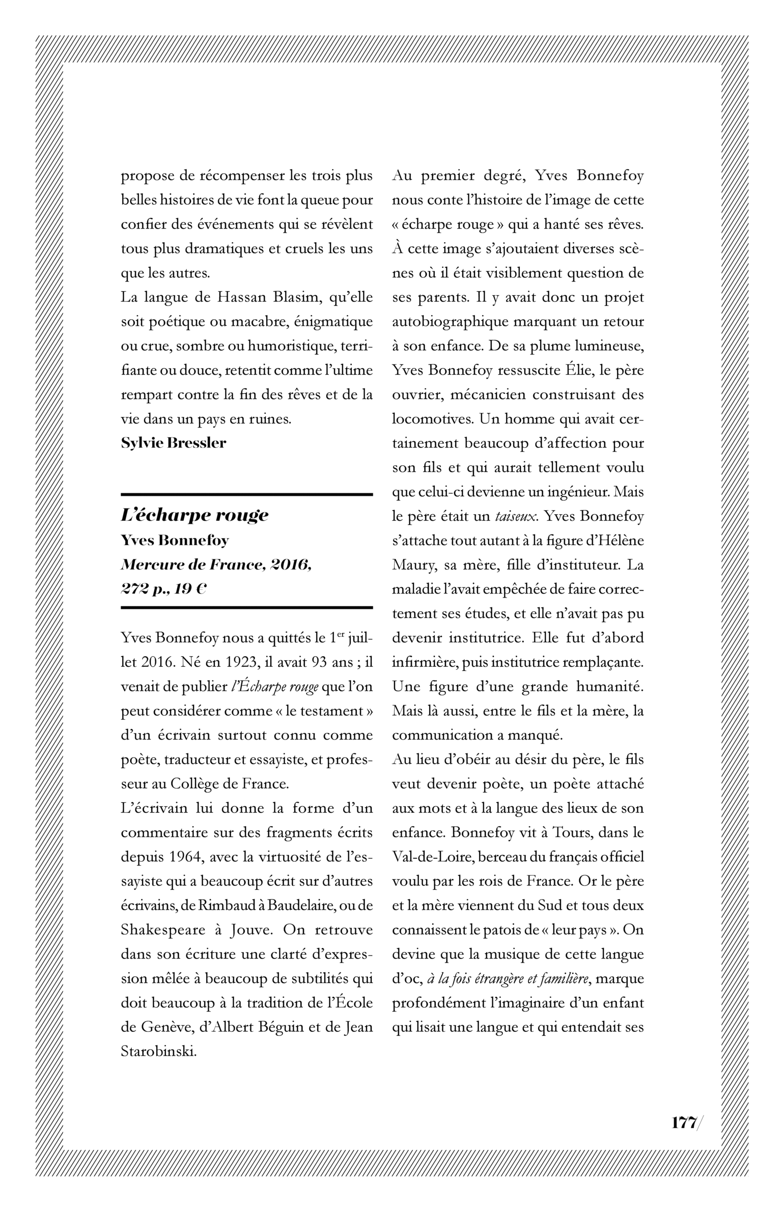 Yves Bonnefoy, « L’écharpe rouge »