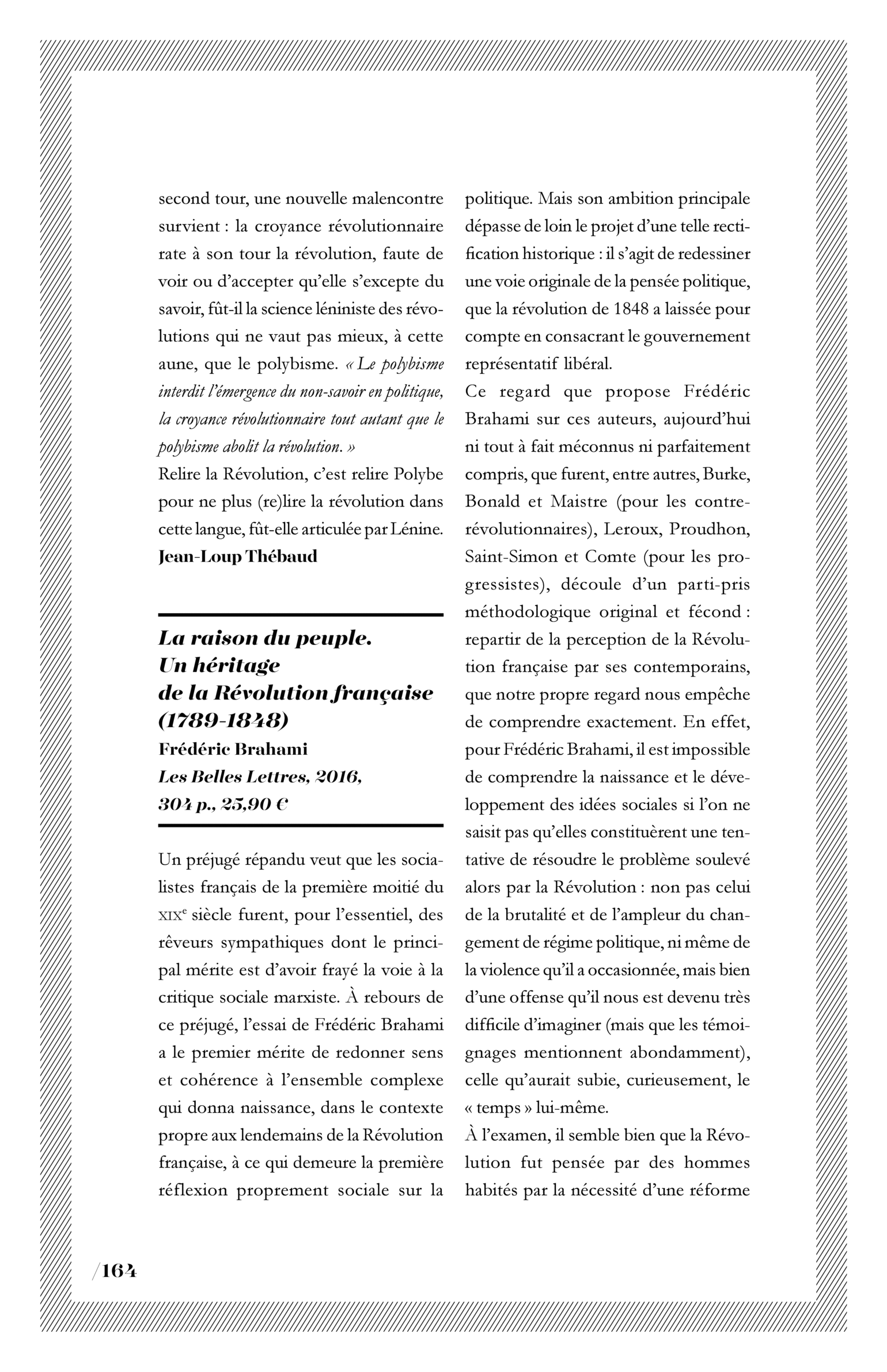 Frédéric Brahami, « La raison du peuple. Un héritage de la Révolution française (1789-1848) »