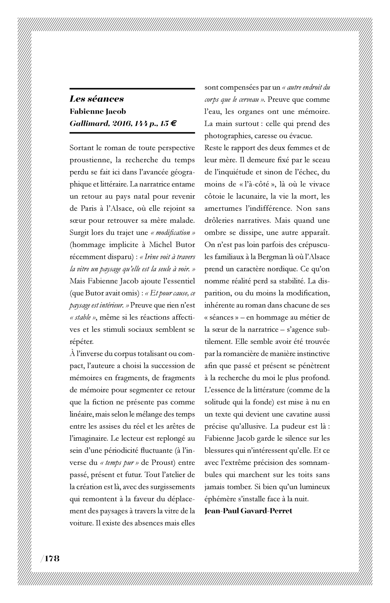 Fabienne Jacob, « Les séances »