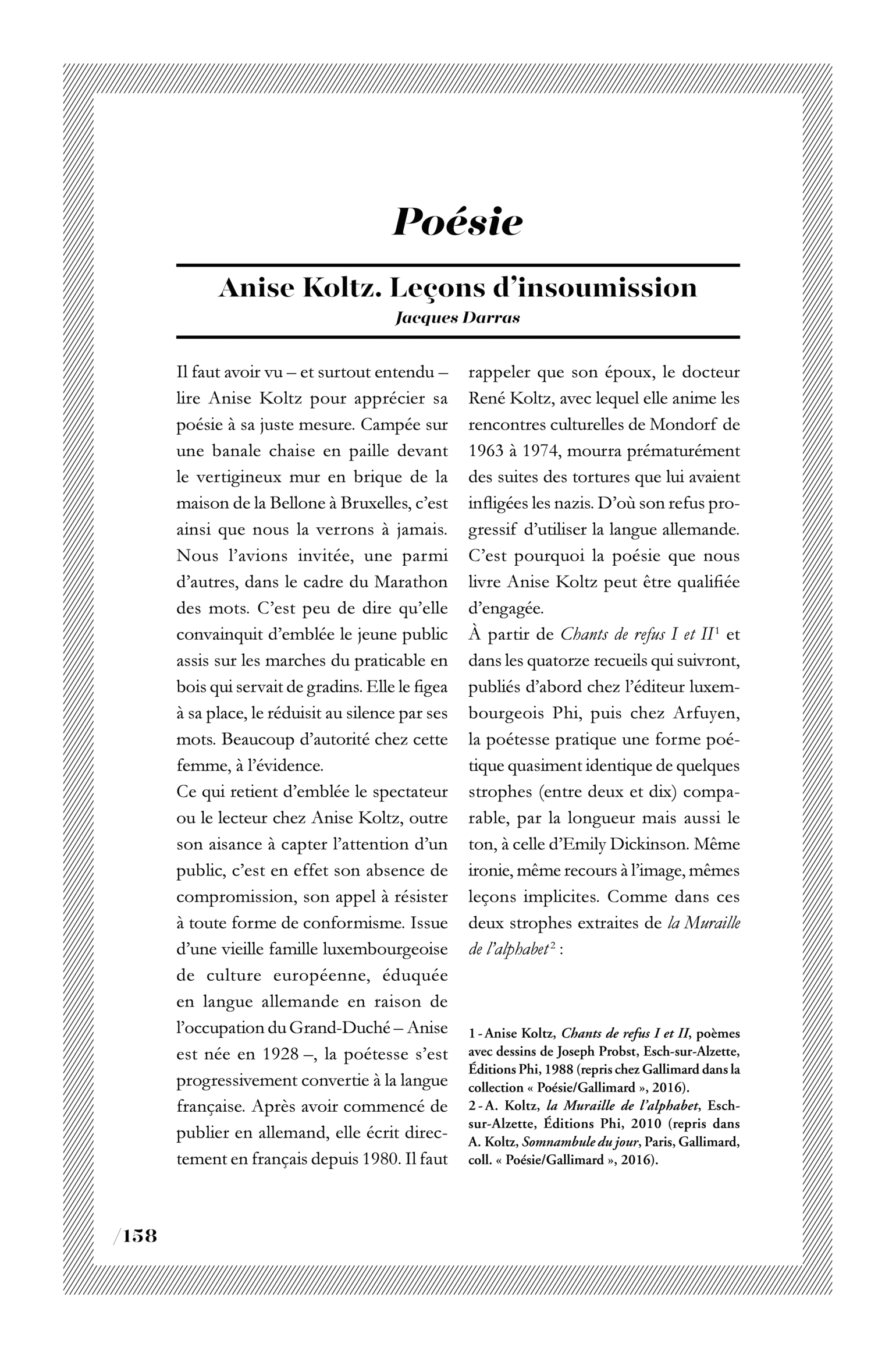 Anise Koltz. Leçon d’insoumission