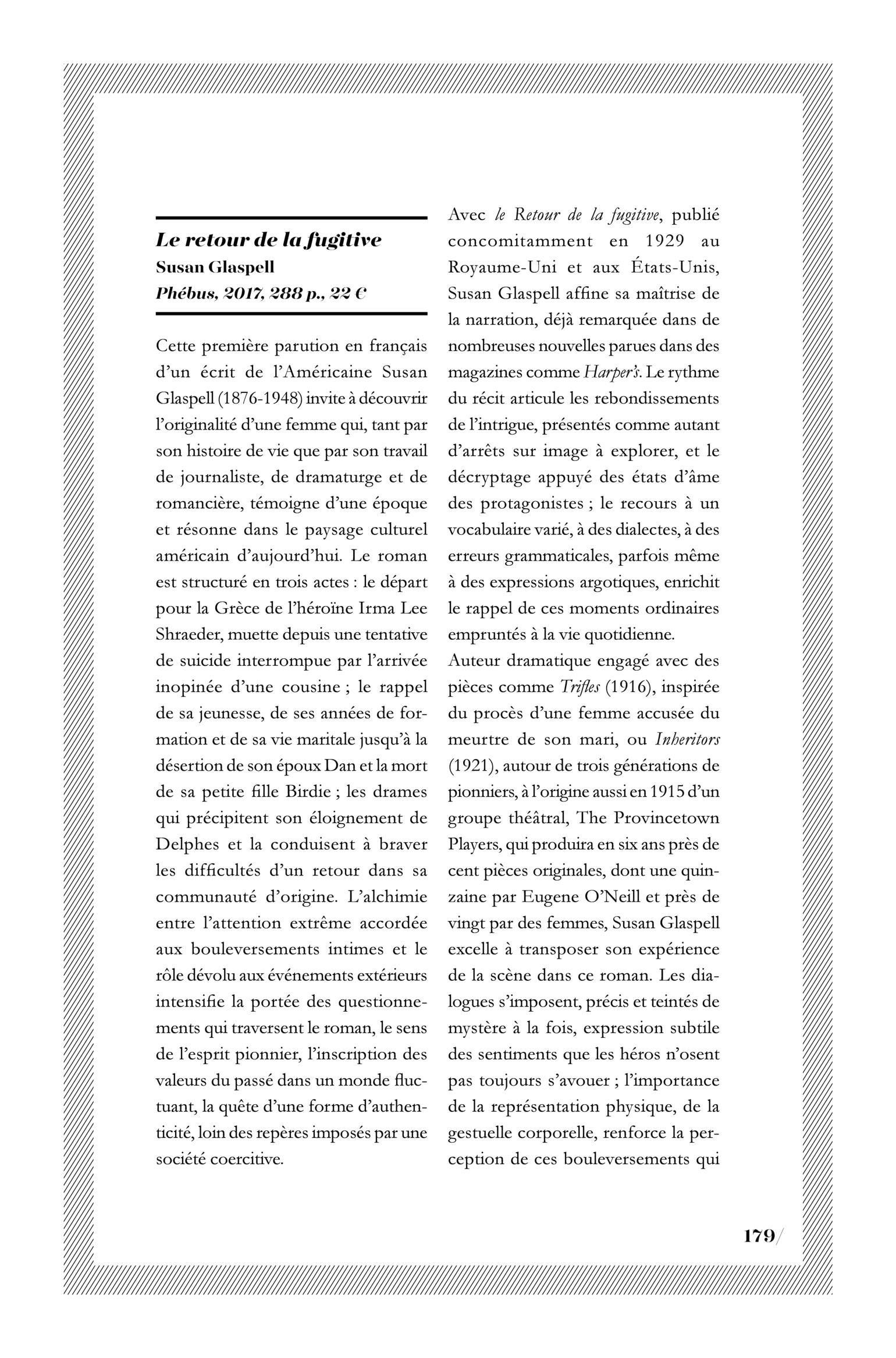 Susan Glaspell, Le retour de la fugitive