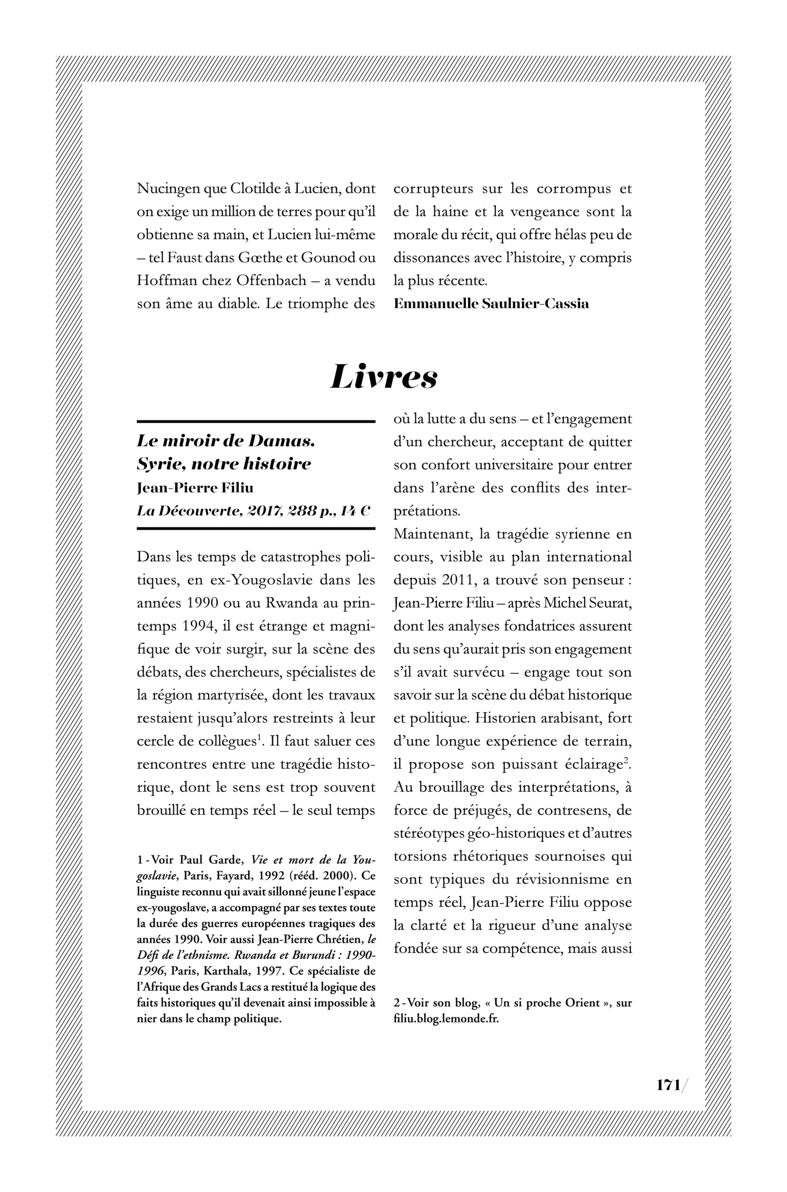 Jean-Pierre Filiu, « Le miroir de Damas. Syrie, notre histoire »