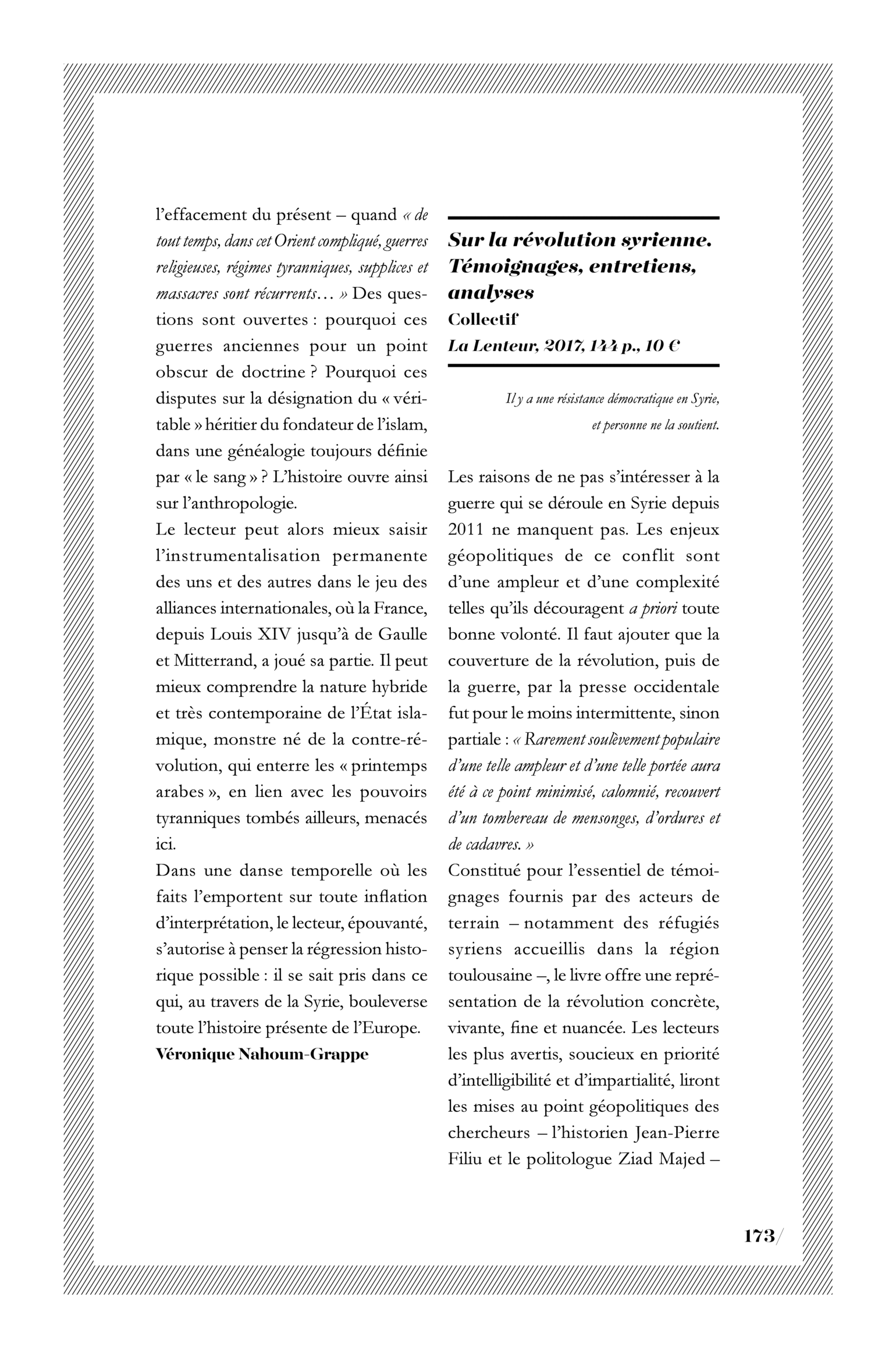 Collectif, « Sur la révolution syrienne. Témoignages, entretiens, analyses »