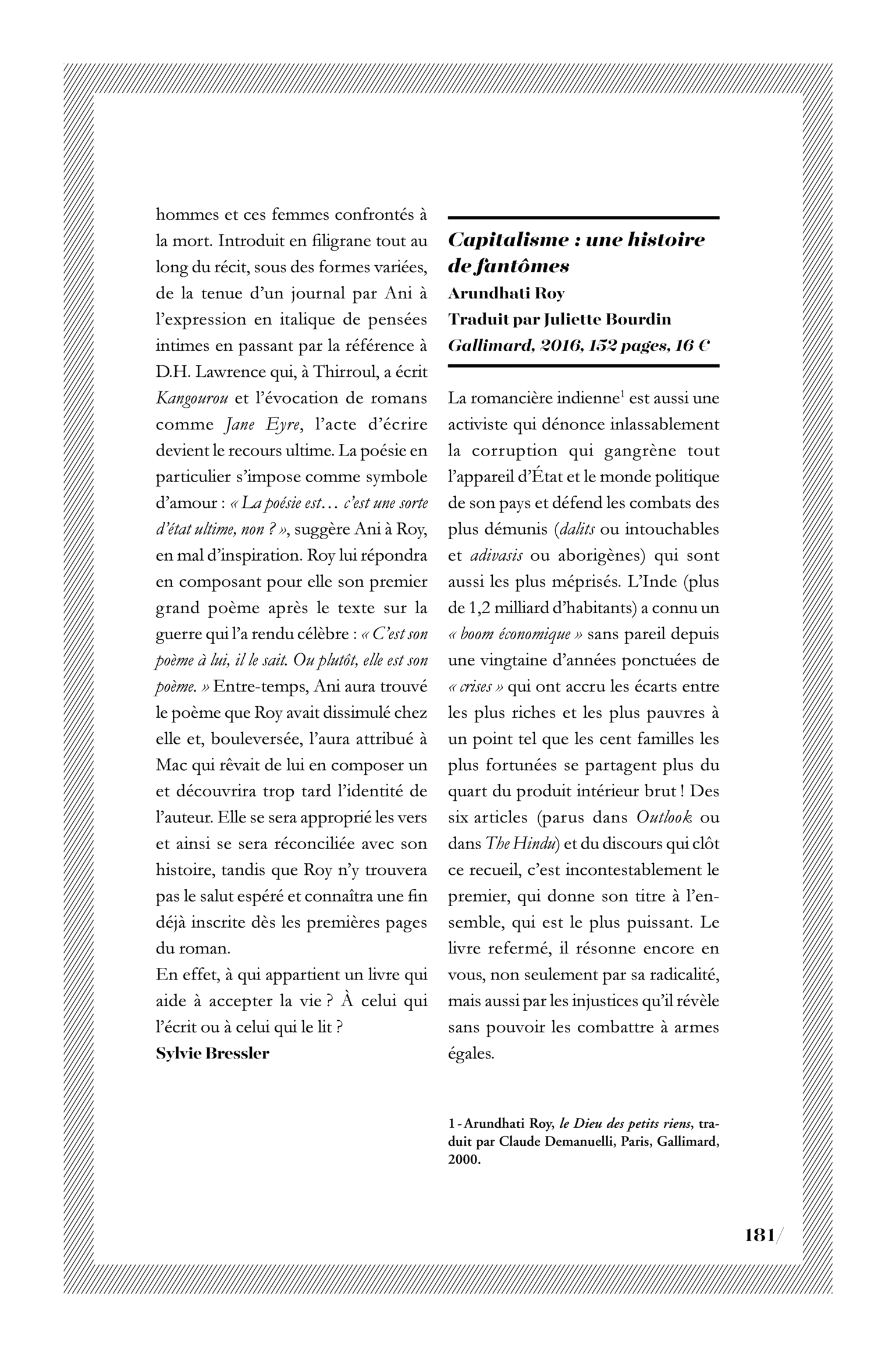 Arundhati Roy, « Capitalisme : une histoire de fantômes »