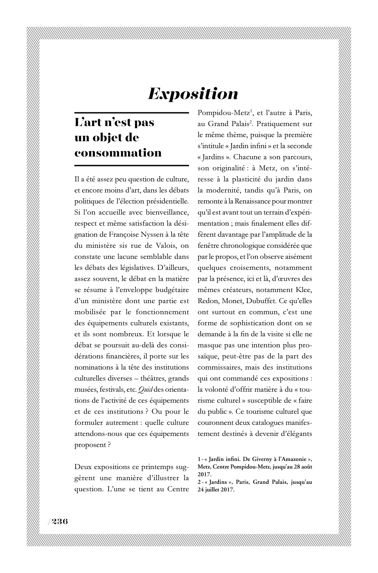 L’art n’est pas un objet de consommation