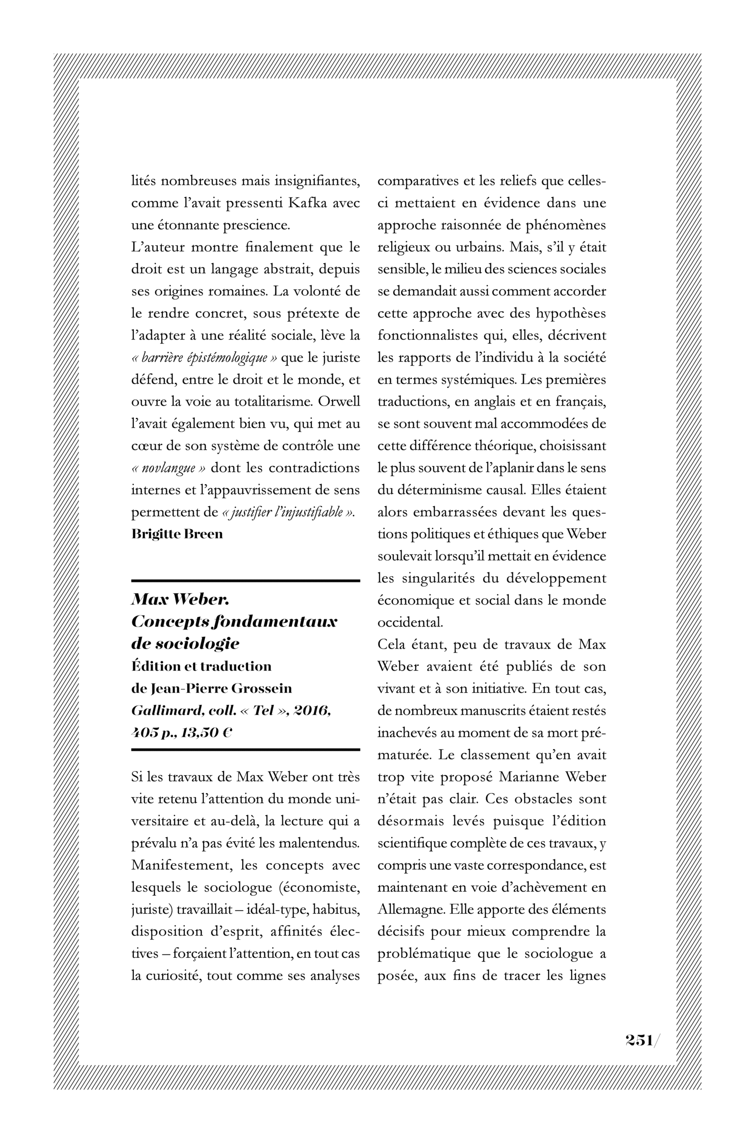 Jean-Pierre Grossein, « Max Weber. Concepts fondamentaux de sociologie »