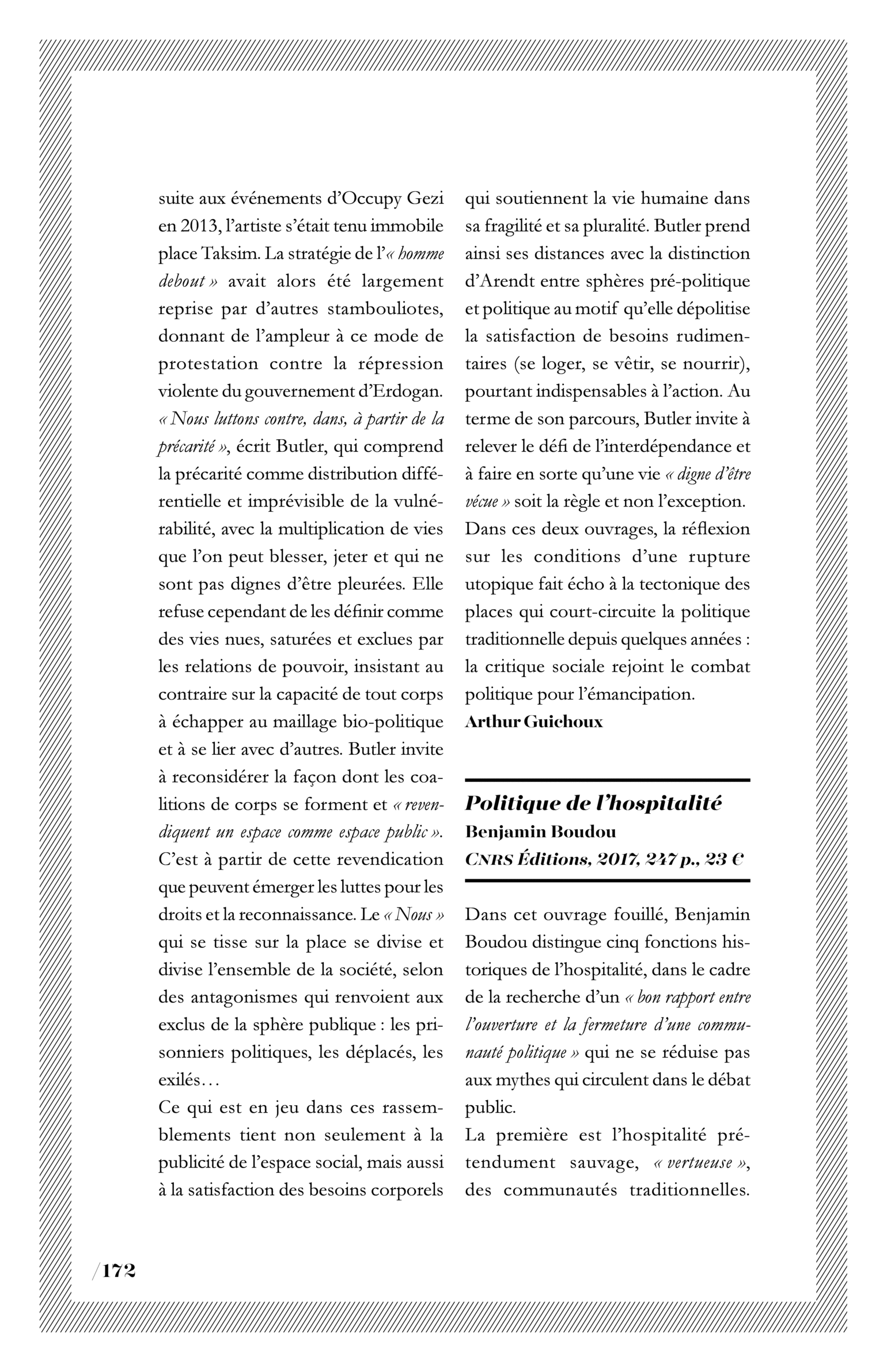 Benjamin Boudou, « Politique de l’hospitalité »