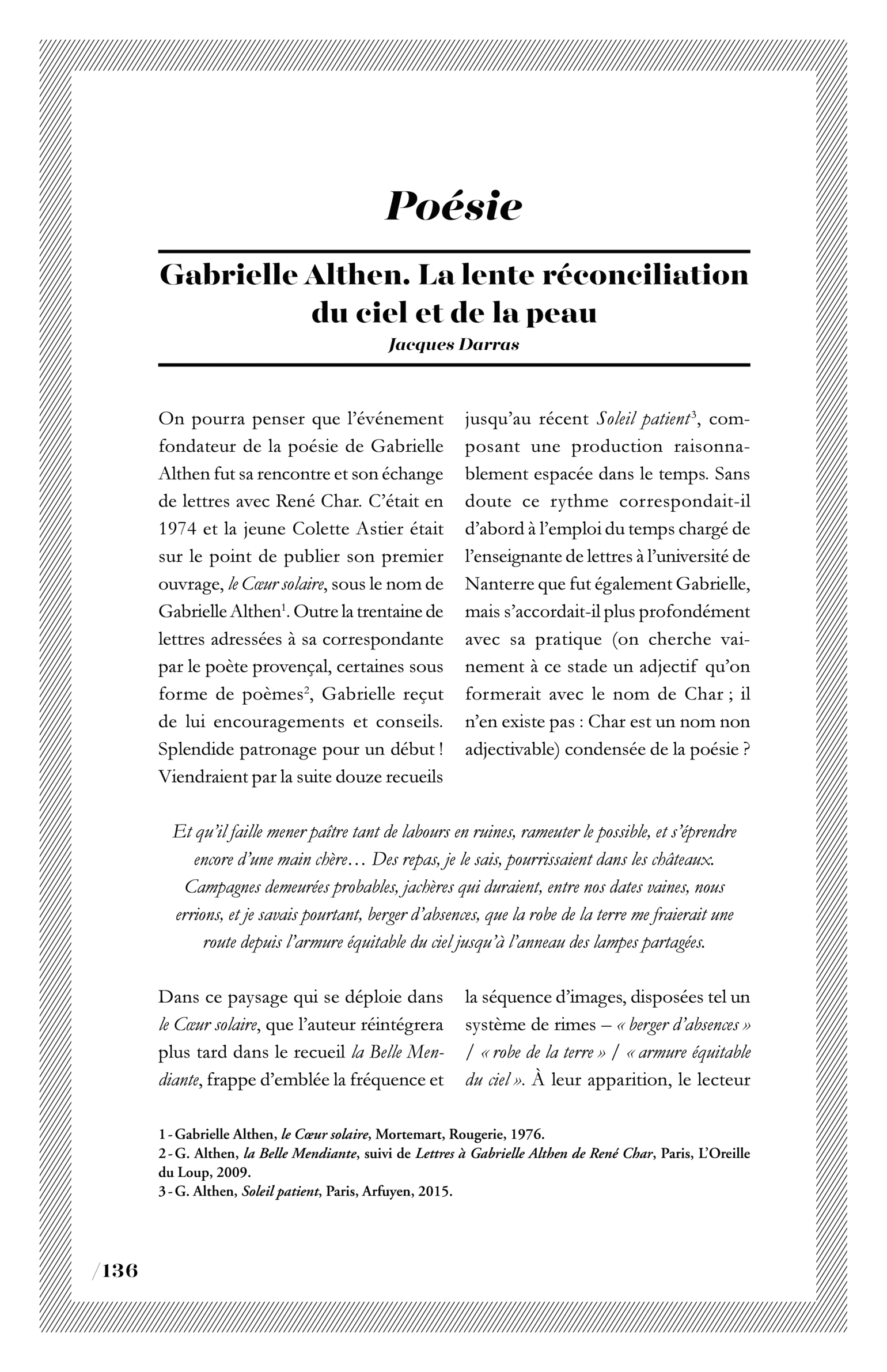 Gabrielle Althen. La lente réconciliation du ciel et de la peau