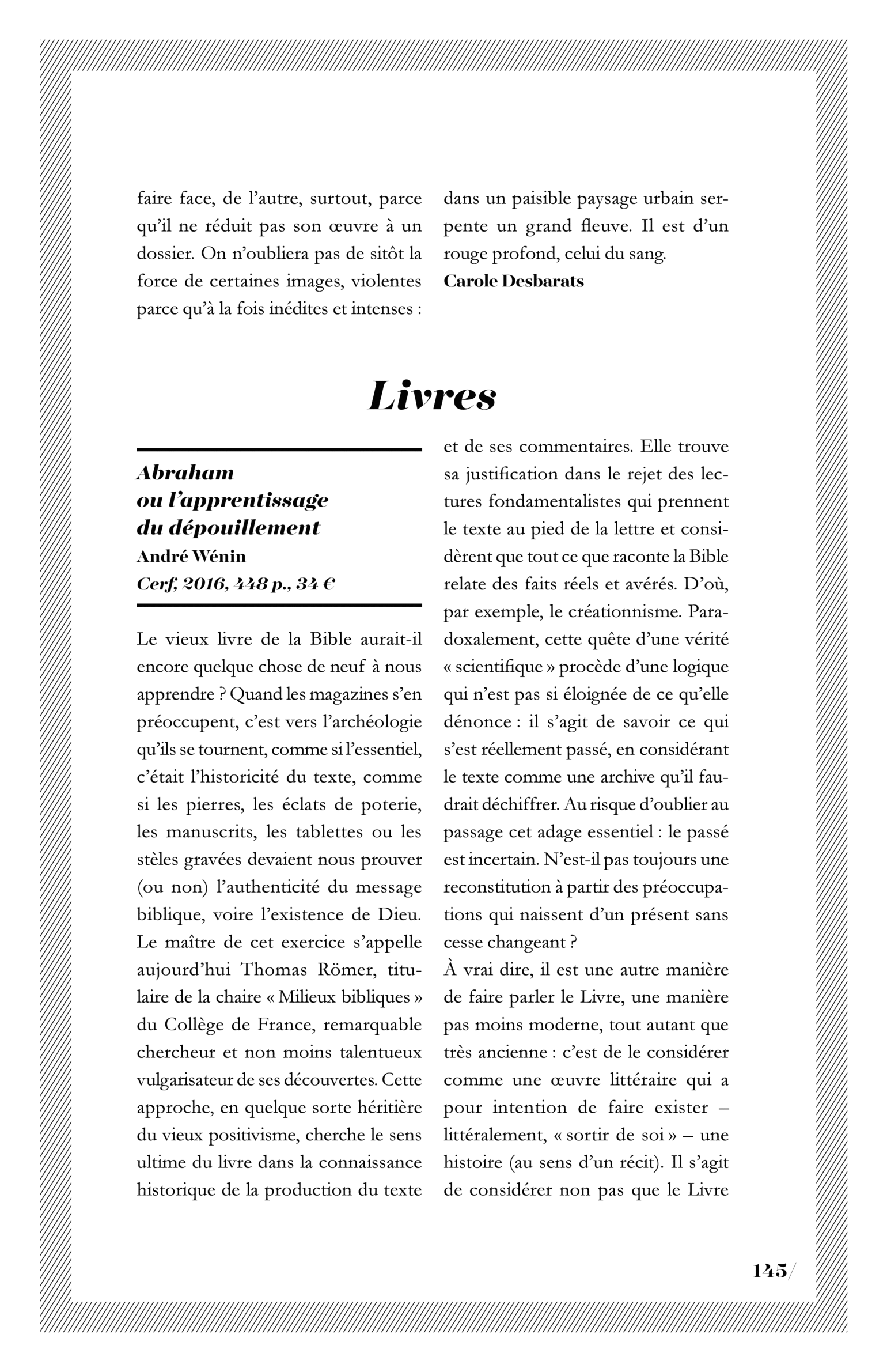 André Wénin, « Abraham ou l’apprentissage du dépouillement »