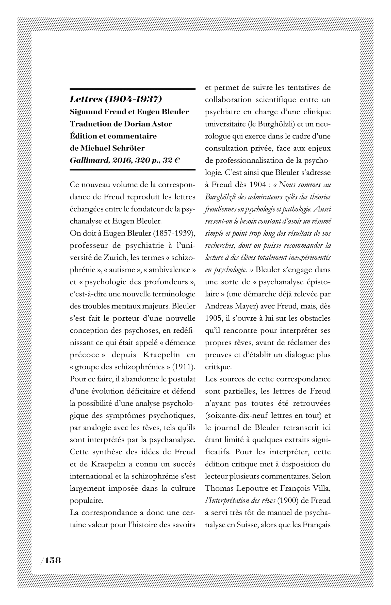Sigmund Freud et Eugen Bleuler, « Lettres (1904-1937) »