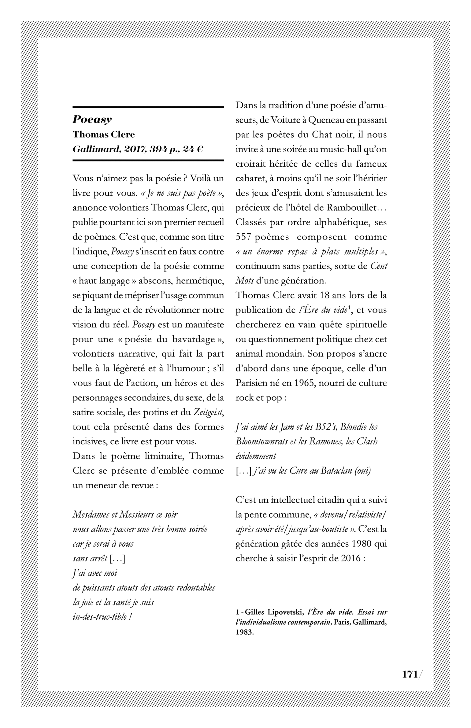 Thomas Clerc, « Poeasy »