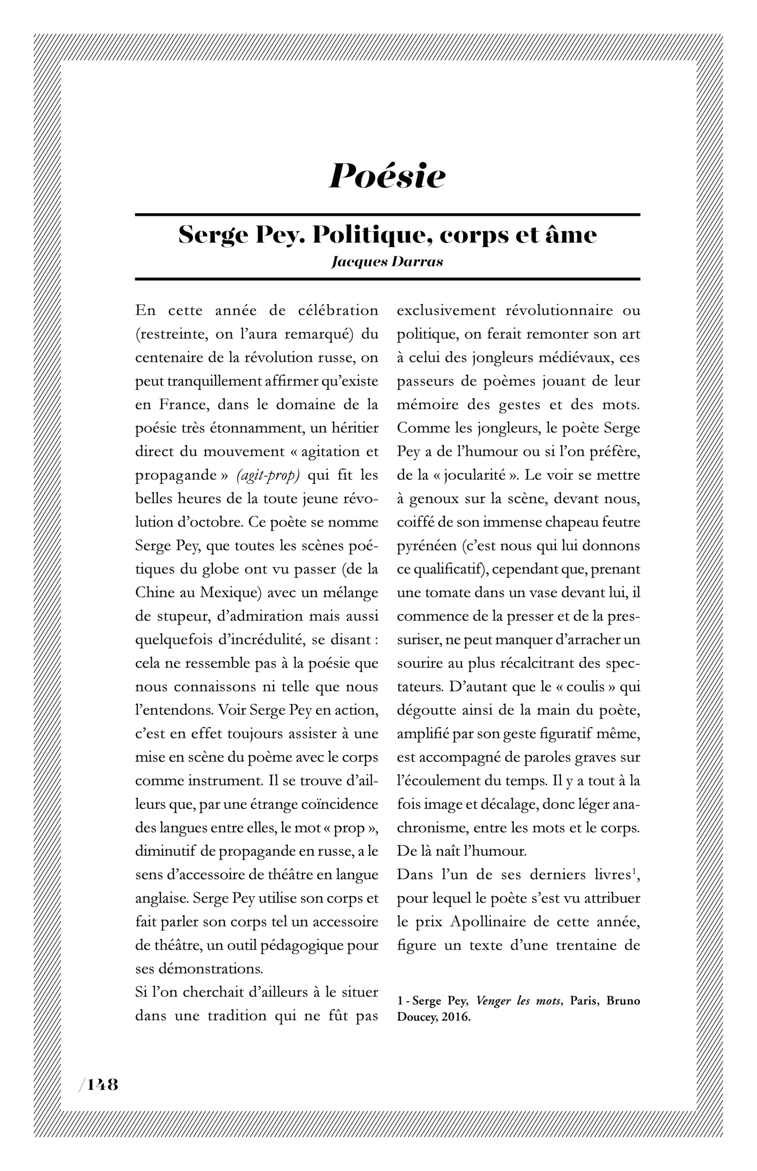 Serge Pey. Politique, corps et âme