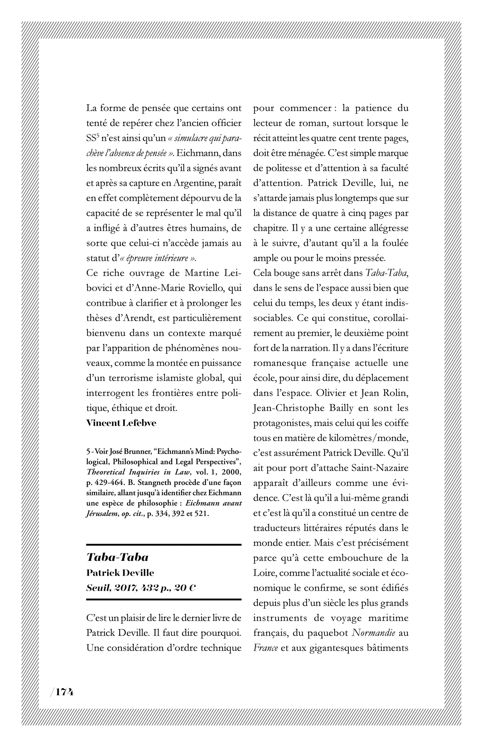 Patrick Deville, « Taba-Taba »