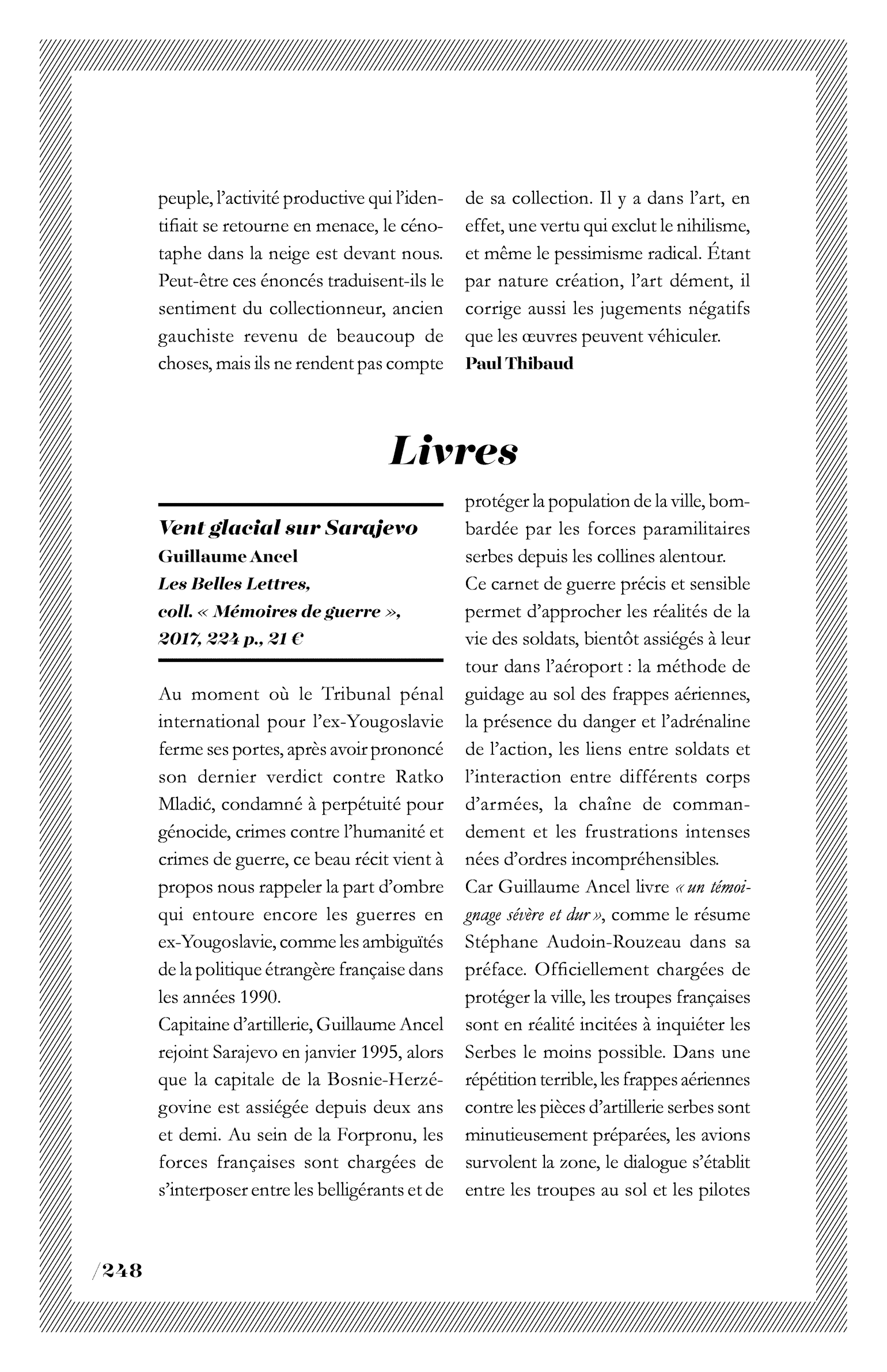 Vent glacial sur Sarajevo, de Guillaume Ancel