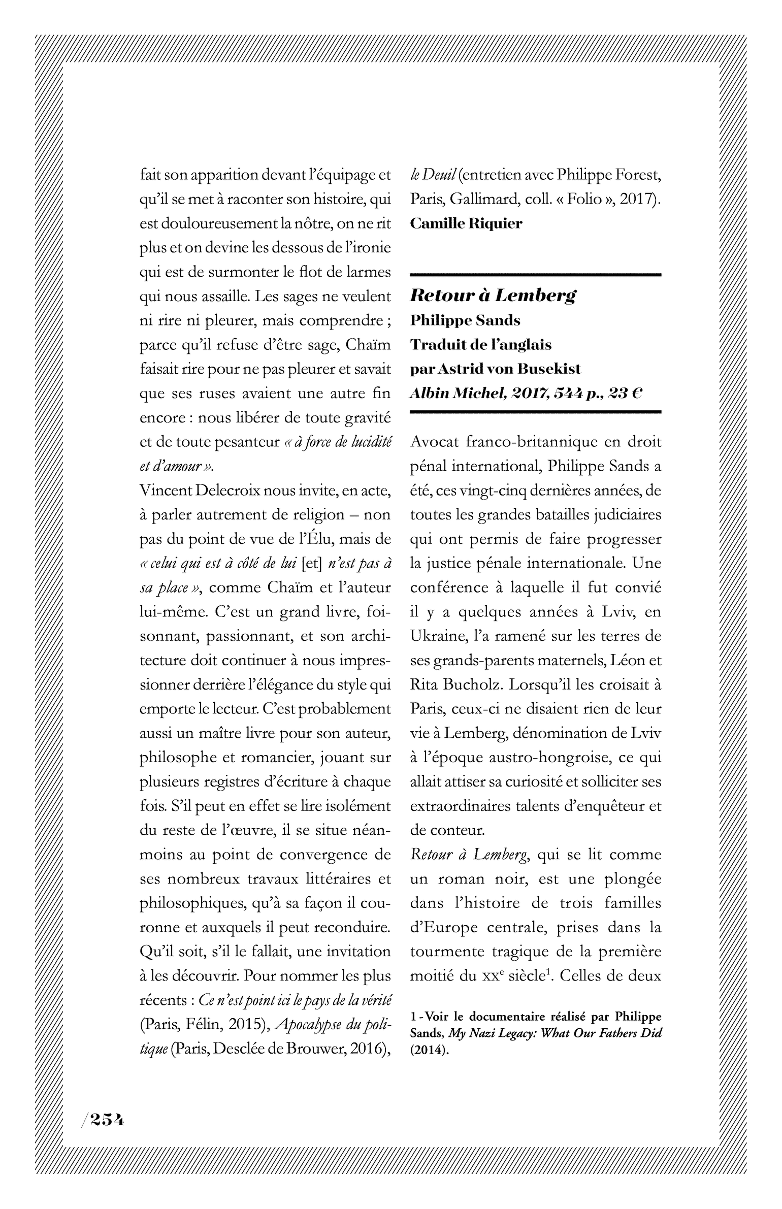 Retour à Lemberg, de Philippe Sands